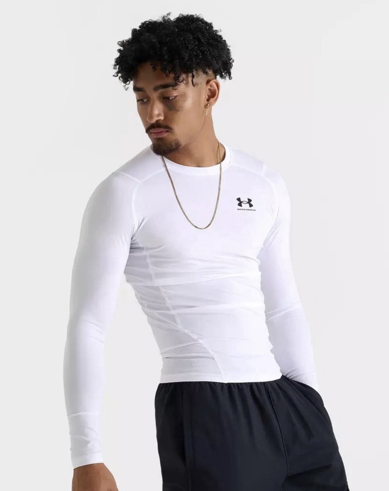 Under Armour Men’s HeatGear Compression Long-Sleeve T-Shirt WHITE Size XL NWT