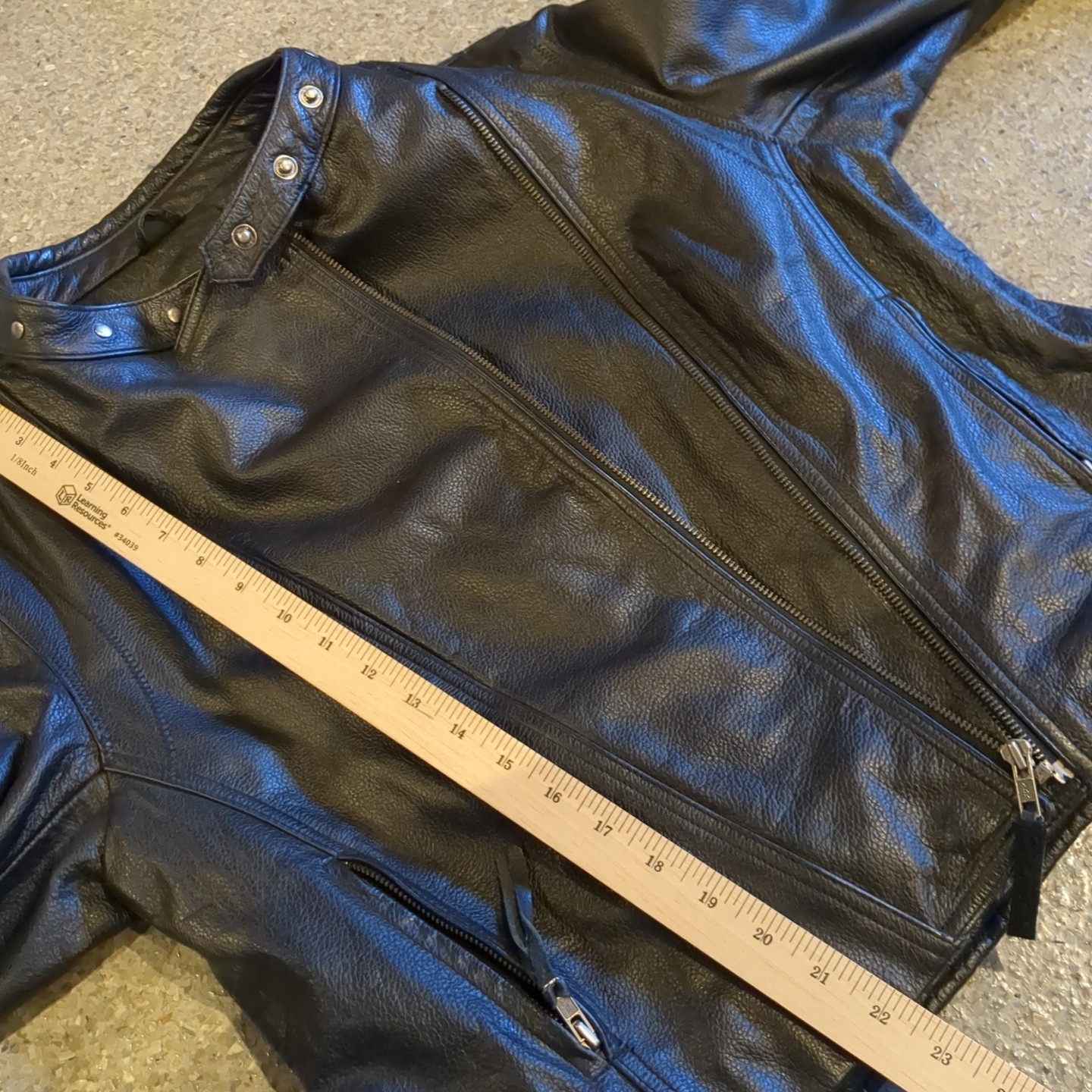 FMC 100% Leather Biker Moto Jacket Black Size XXL Removable 100% Acrylic Lining
