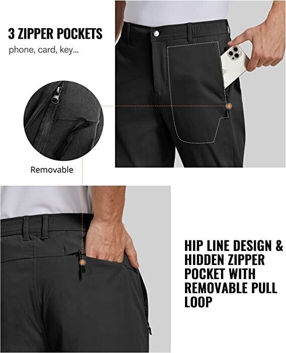 Men‘s Dress Pants Slim Fit Stretch Waterproof Reflective Golf, & Hiking Trousers