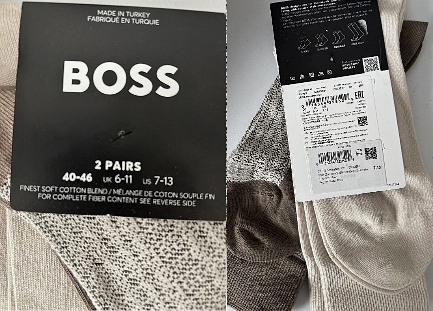 Hugo Boss Finest Cotton Mid Calf Beige Regular Mens Socks 2 Pairs 7 – 13