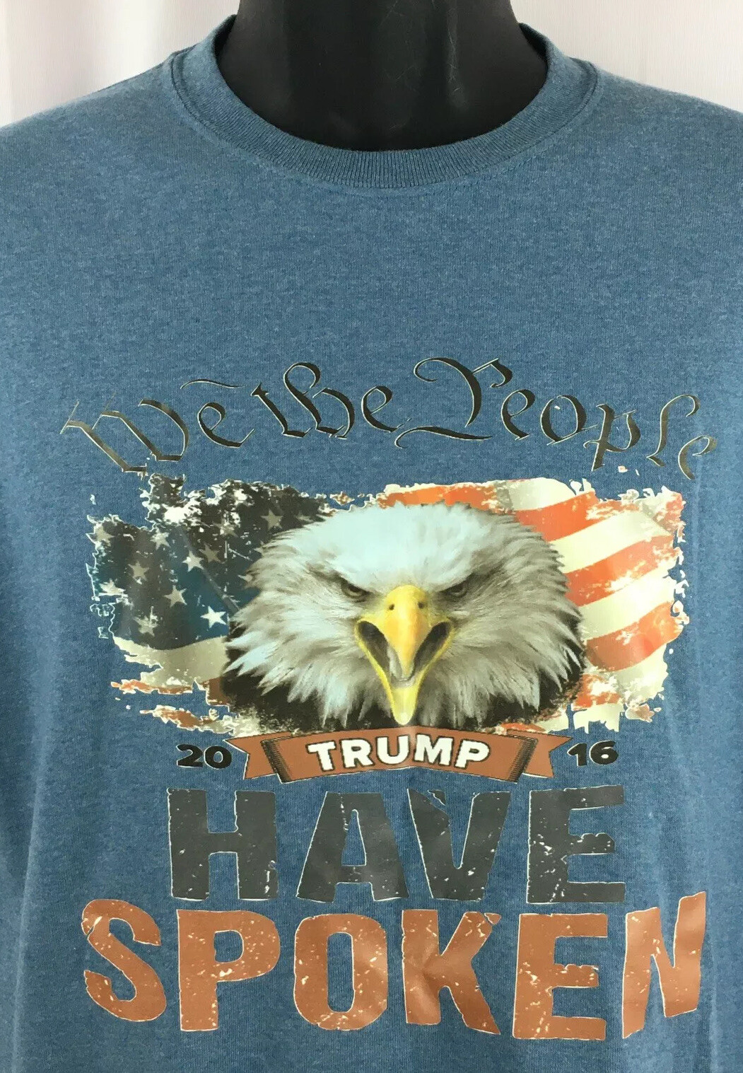 Trump 2016 We the People Have Spoken Mens Tshirt Blue Size M KAG MAGA Flag Eagle
