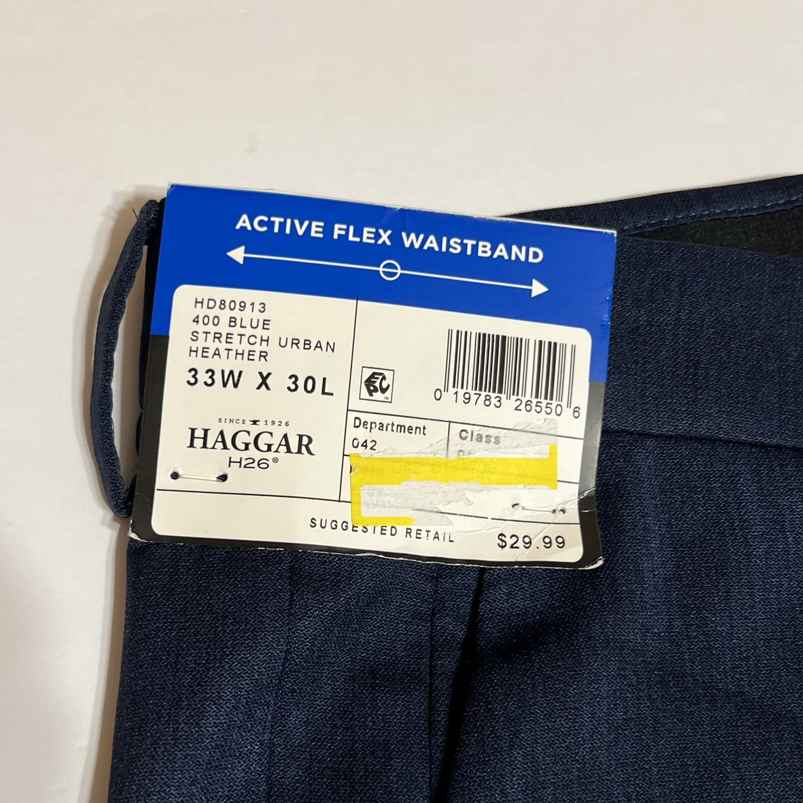 Haggar H26 Flex Series Pants Mens 33×30 Blue NEW Slim Dress Pants NWT