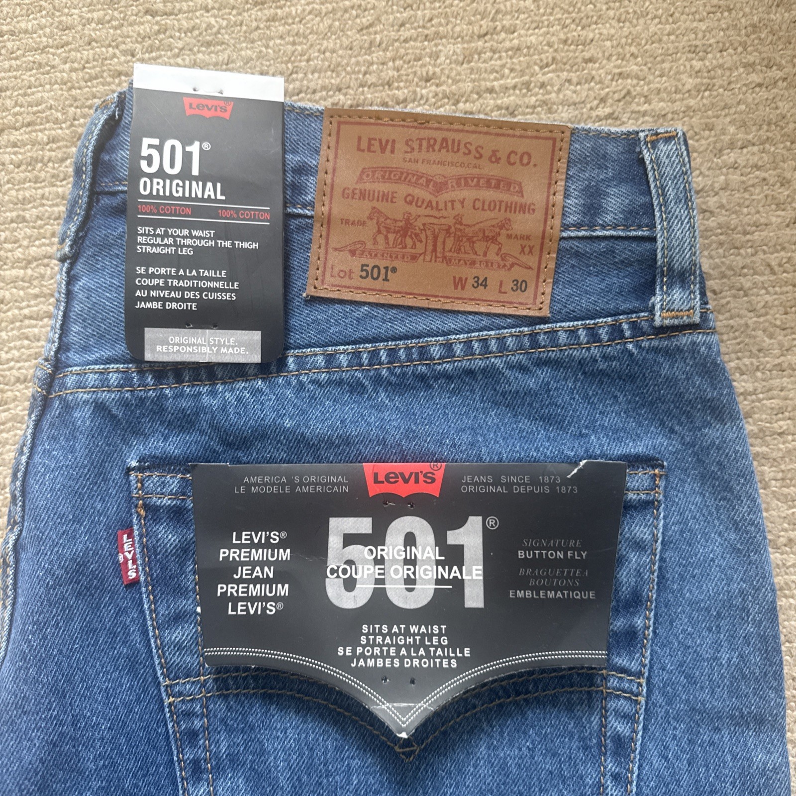 Levi’s 501 Original Regular Fit Mens Denim Jeans Blue UK