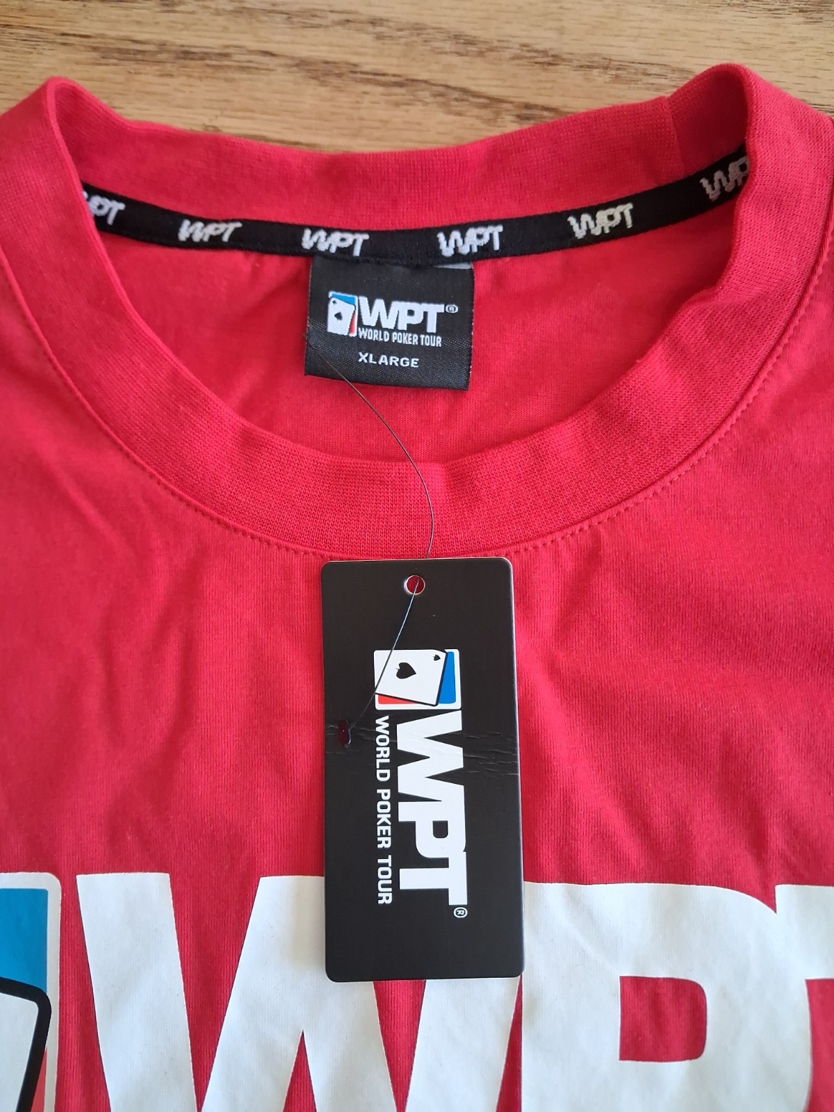 NWT World Poker Tour WPT Logo Long Sleeve Red Tee Shirt Cotton Blend Mens Sz XL
