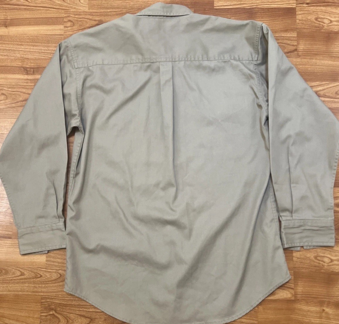 Key Men’s Medium Regular Khaki Work Shirt 65/35 Twill Utility Button Front VTG