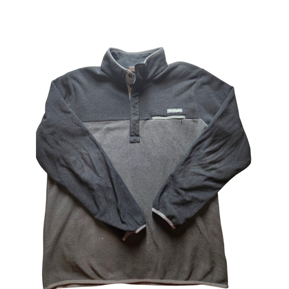 Columbia Mens Steens Mountain Fleece Pullover Grey Black Snap Neck Large