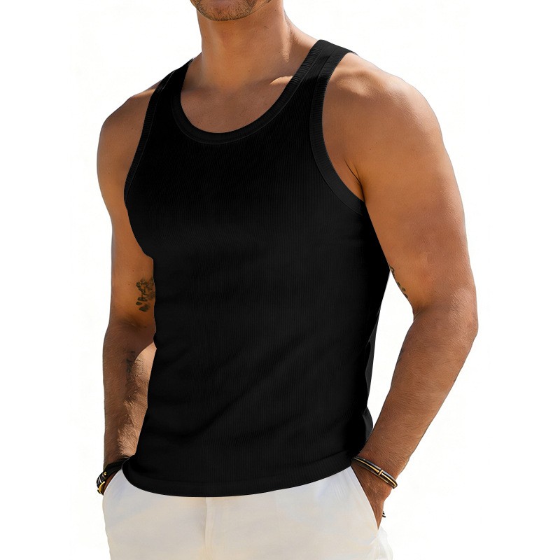 Elastic ribbed sports fitness quick-dry breathable tank top men’s