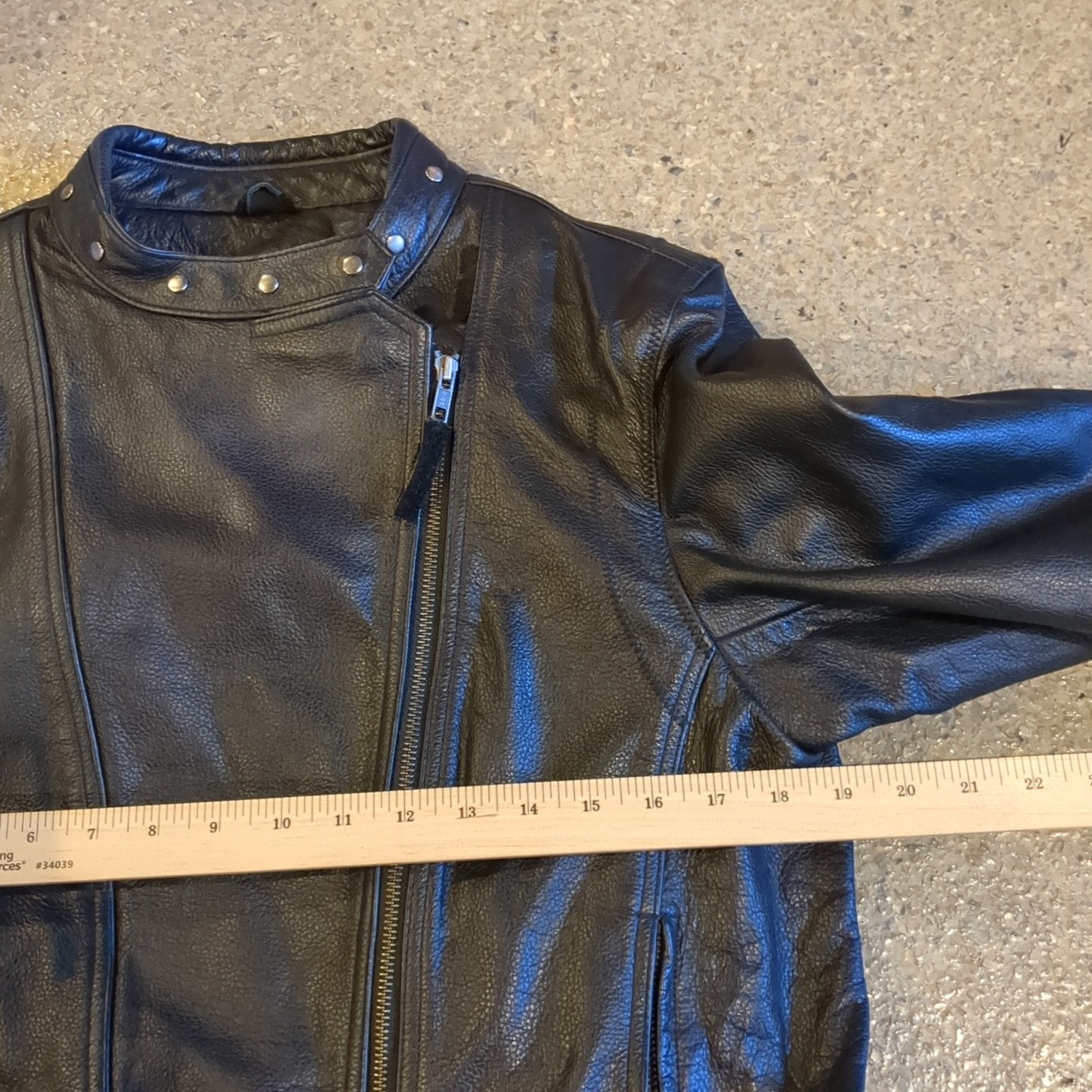FMC 100% Leather Biker Moto Jacket Black Size XXL Removable 100% Acrylic Lining