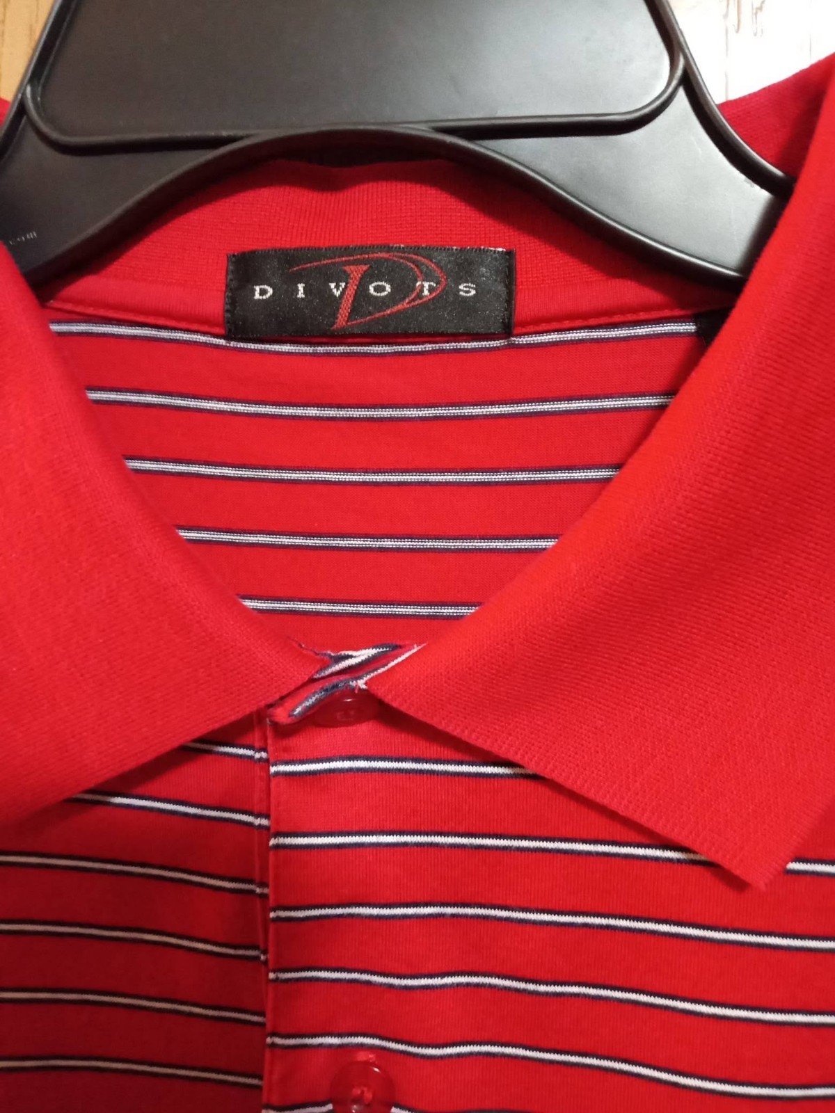 Men’s Divots Red With Blk & White Stripes Large Size Polo 4 U