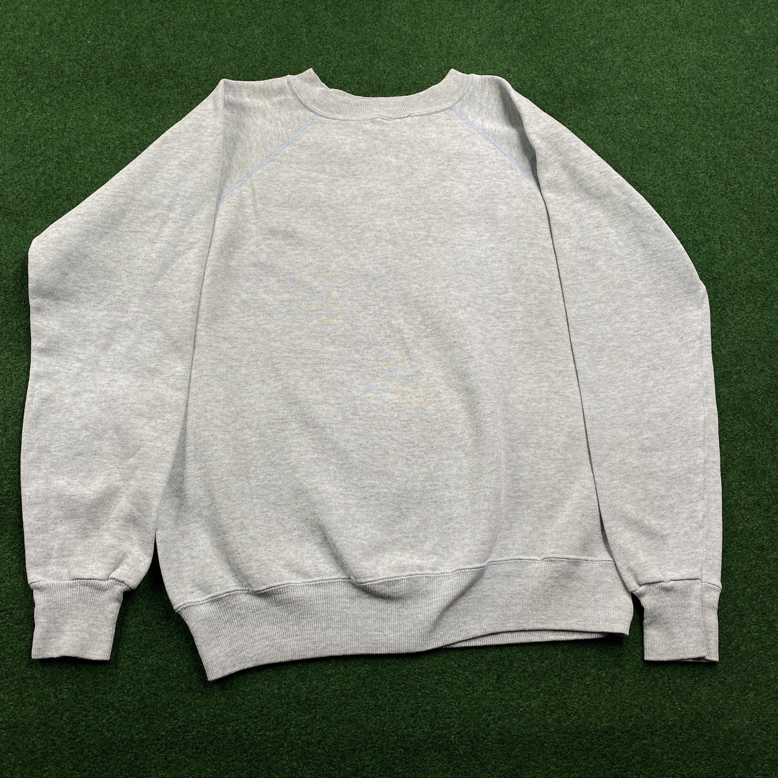 Vintage Crocheted Sweatshirt Mens L Gray 90S Amish Country Sweater USA Made