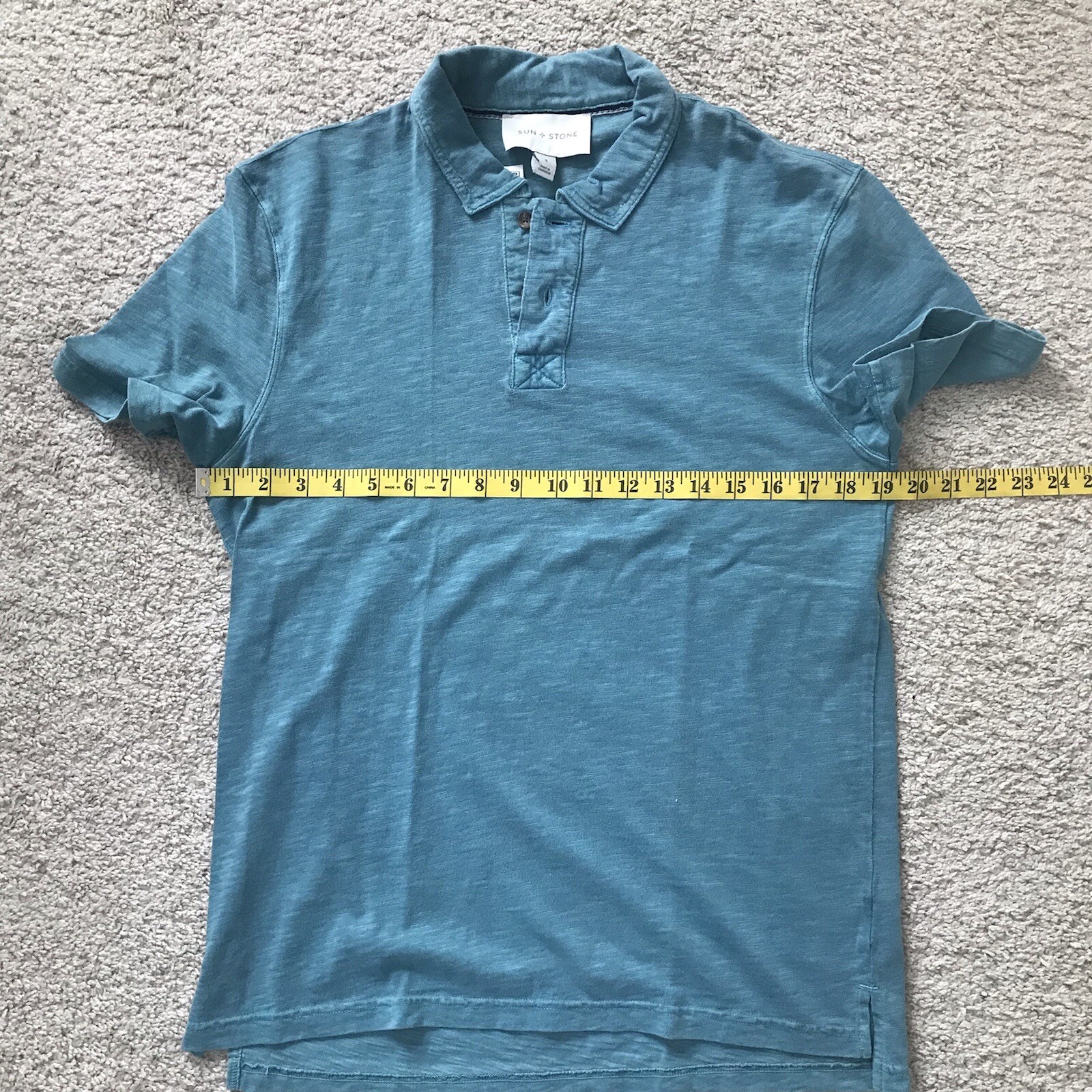 Sun + Stone Polo Shirt Mens S Aquatic Blue Short Sleeve NWT