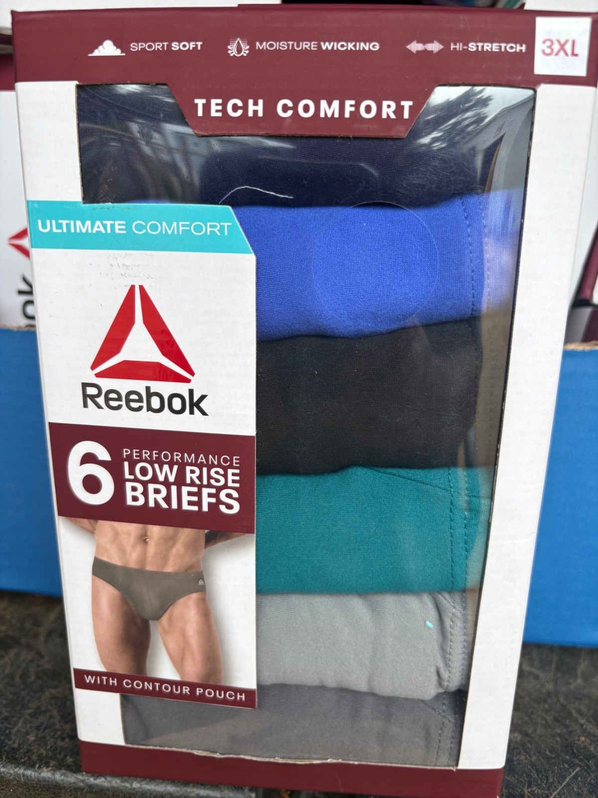 Reebok Tech Comfort Performance Low Rise Briefs 6-Pack 3XL Tagless Multicolor