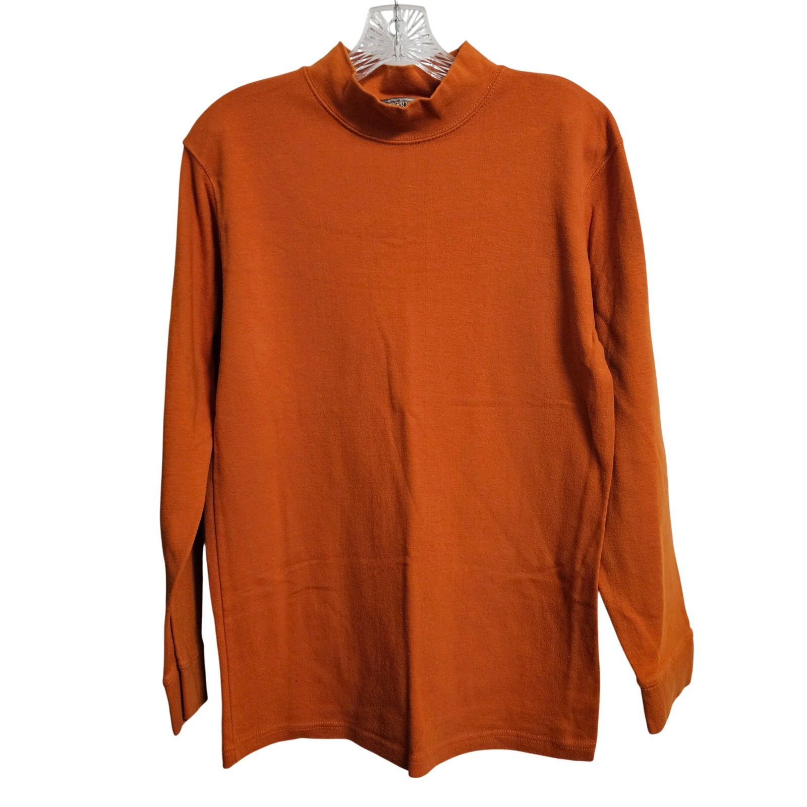 Big Creek Clothing Co Shirt Men L Orange Mock Neck Long Sleeve Cotton Blend Soft