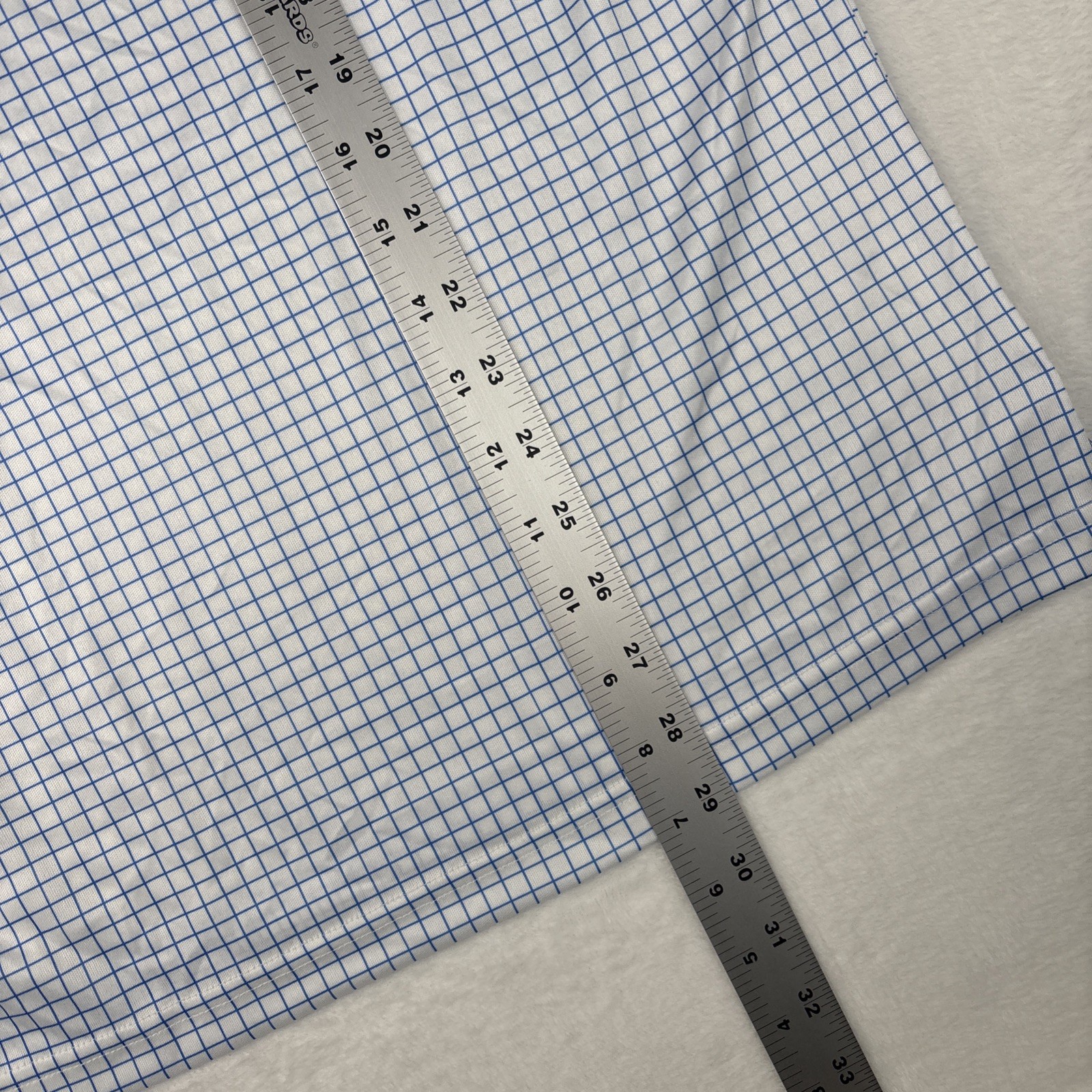 Collars and Co Polo Mens Medium – Thin Blue Check – Semi Spread Collar Brand New