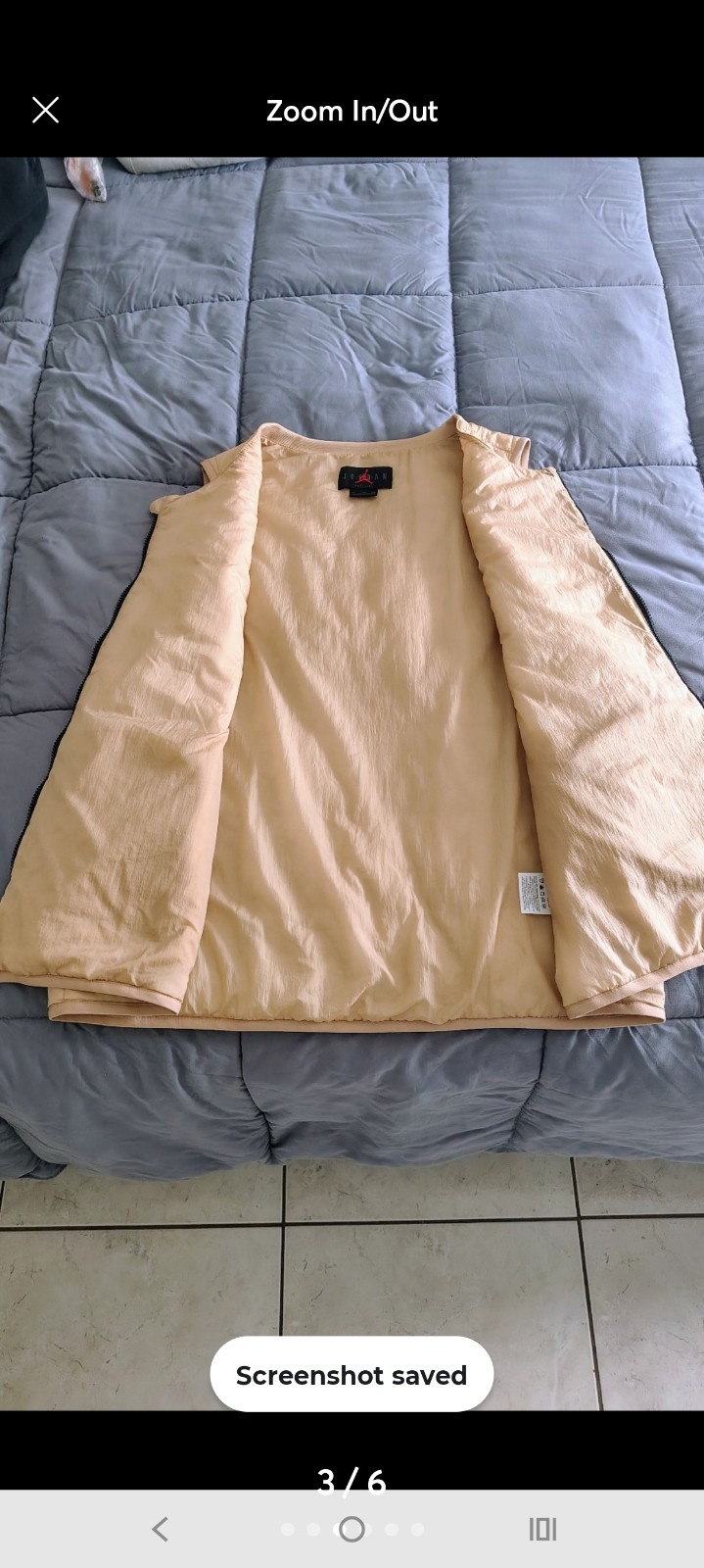 Jordan Mens Quilted Full Zip Vest Beige XXL Regular Fit Logo Accents