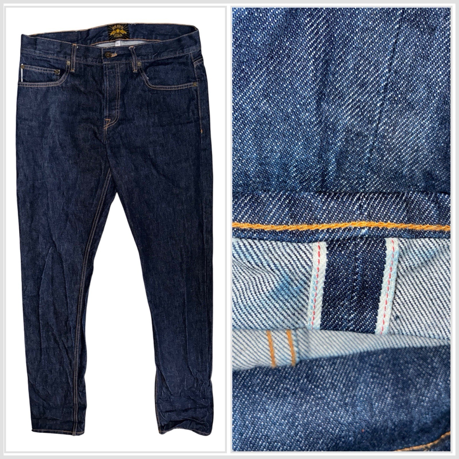 Brave Star BSJ105 Cone Mills Selvage Denim Reg Taper Jeans Raw Indigo 35×36 USA