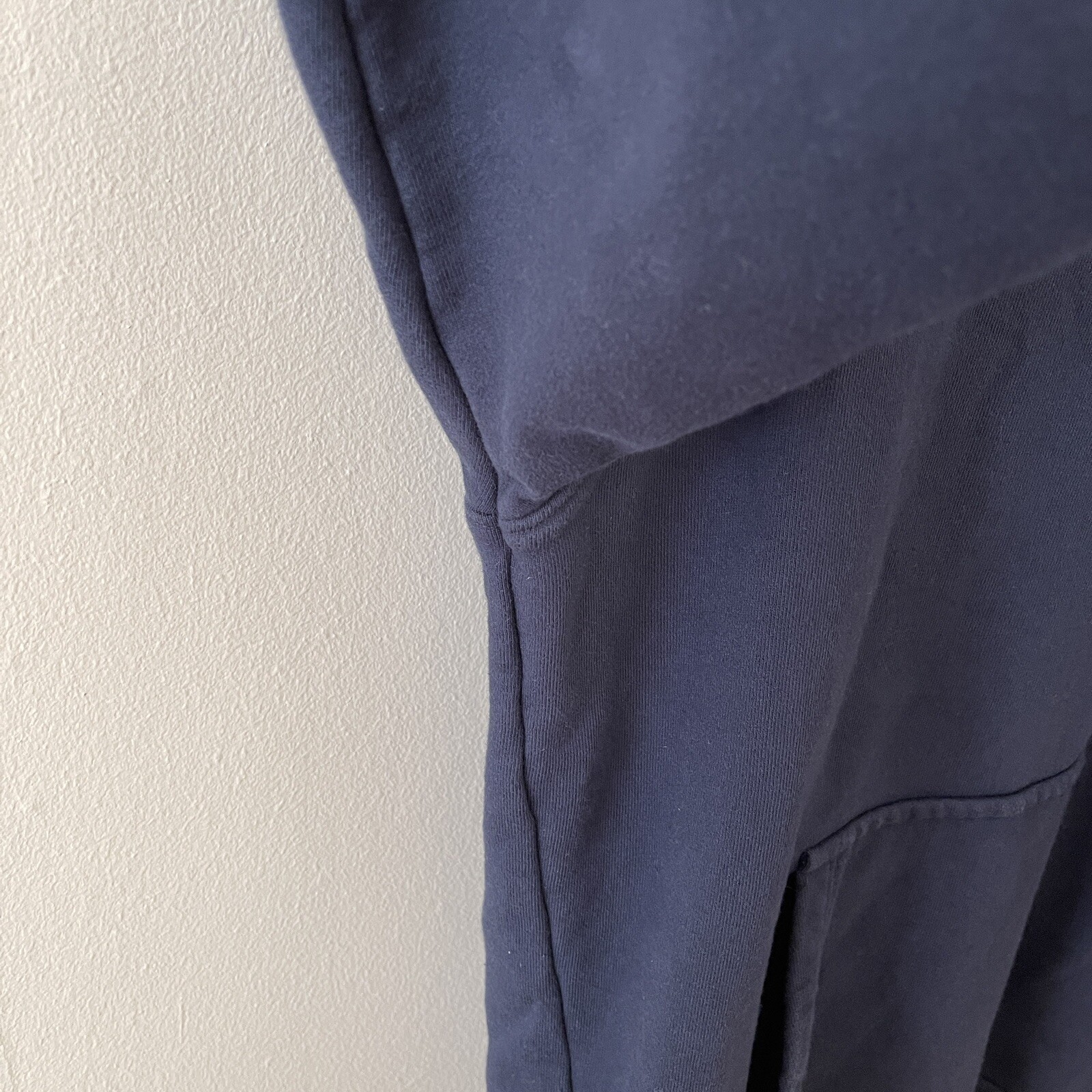 BLDWN Cale Navy Blue Mixed-Knit Hoodie Size M Athleisure Made in USA