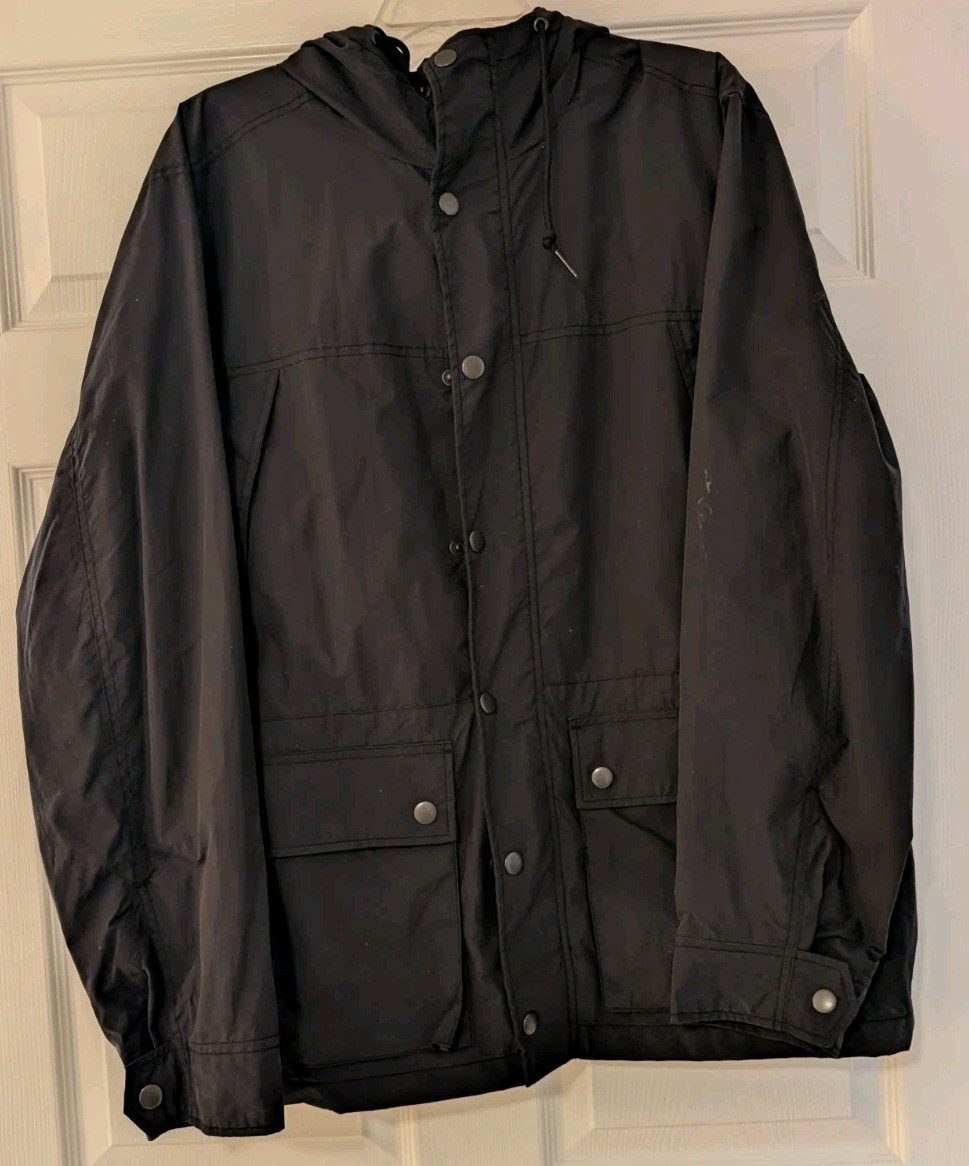 Old Navy Men’s Water-Resistant Hooded Black Parka Jacket Mid-Length XL