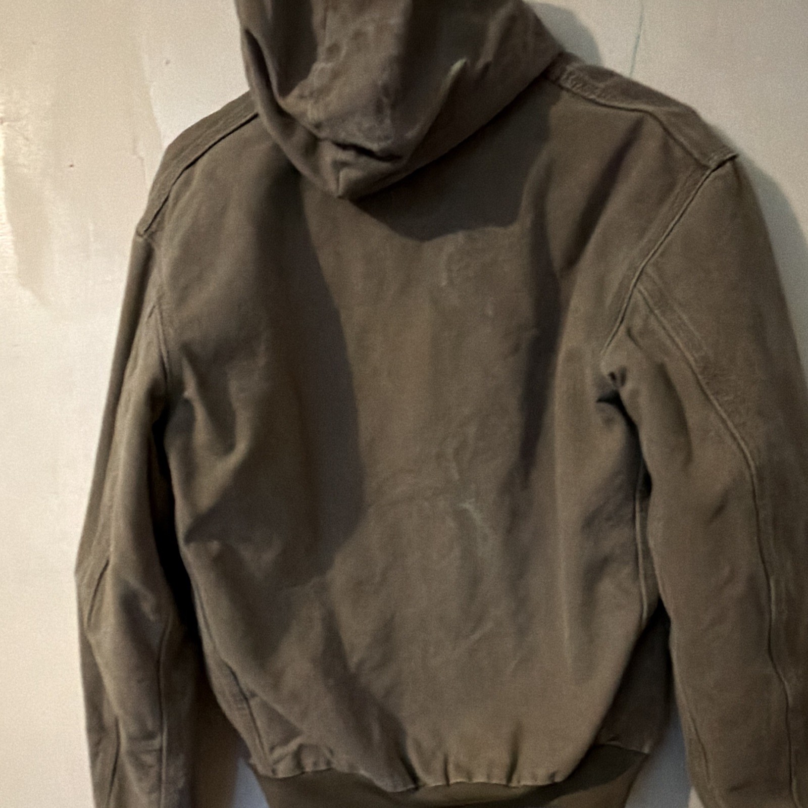 Carhartt Men’s Brown Hooded Full Zip Lined Work Jacket, Pockets Size L