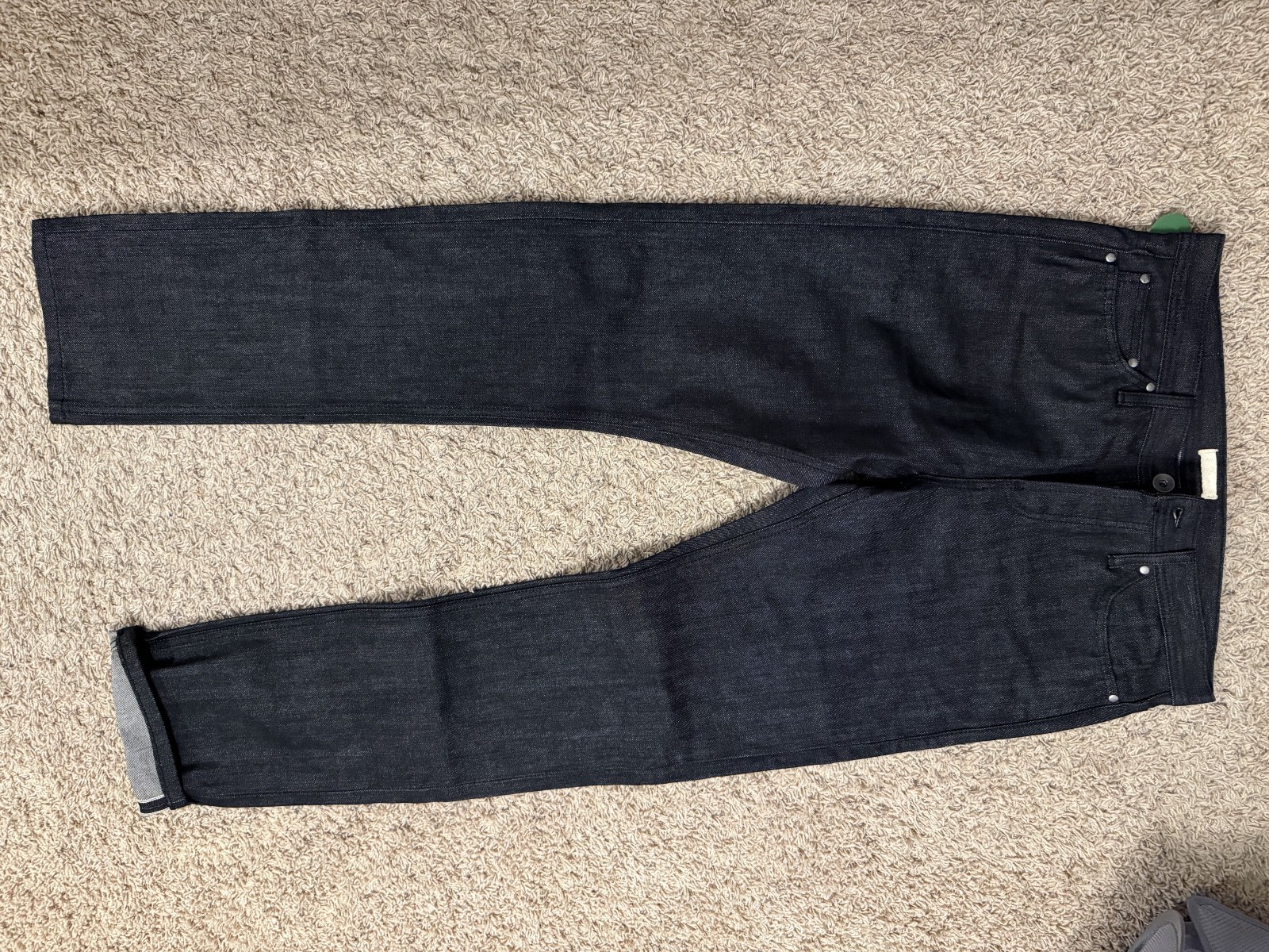 Unbranded UB204 Tapered 14.5 oz Raw Selvedge Japanese Black Denim Jeans Size 34