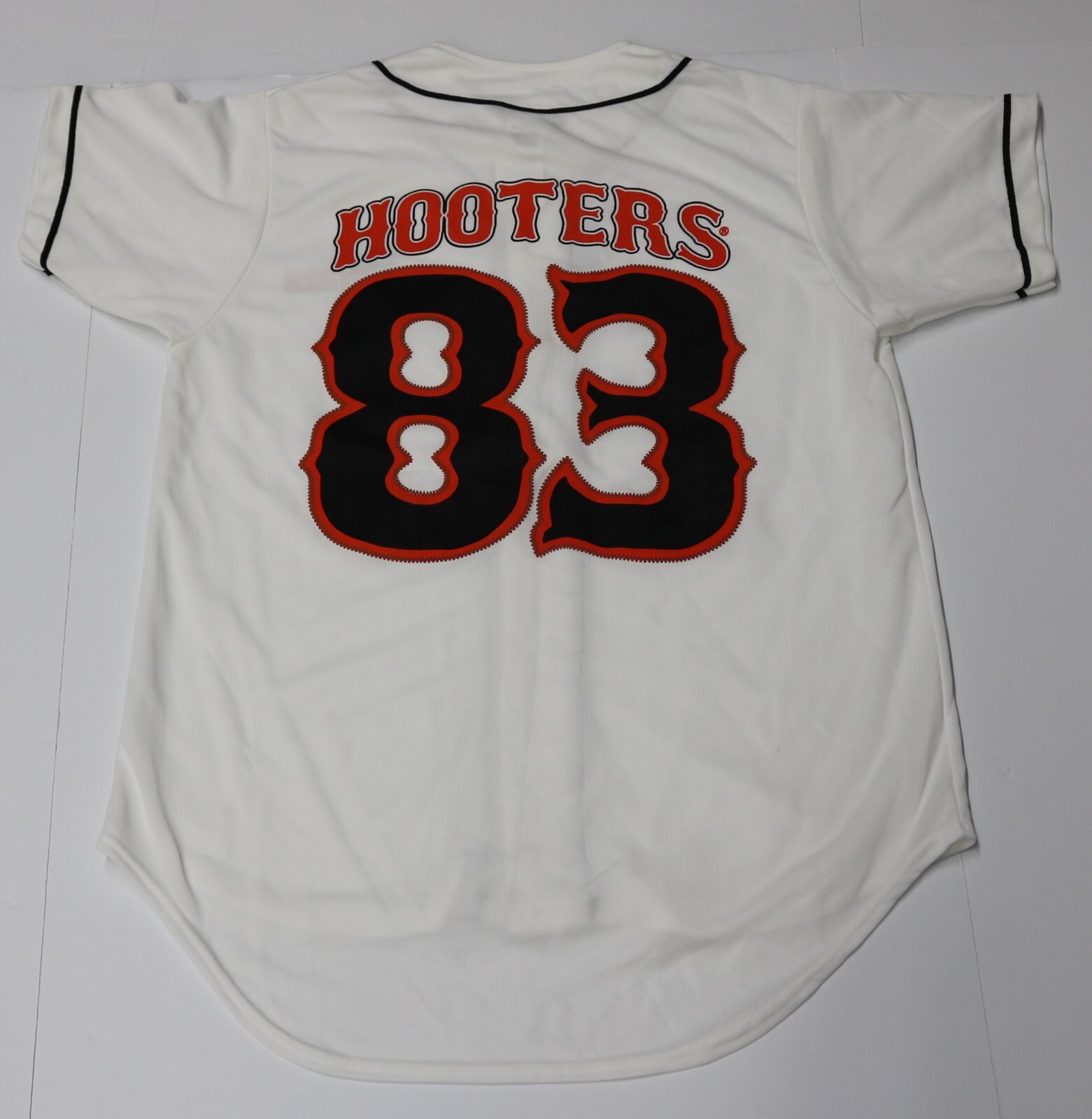 Vintage HOOTERS Baseball Jersey #83 Authentic Item MCCRITE Men’s Large (L) White