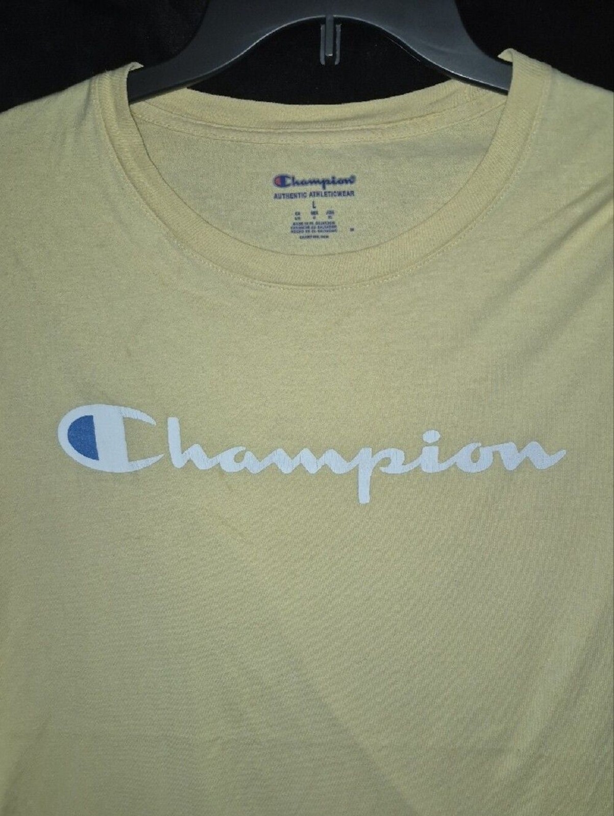 Champion Short Sleeve Tee in Pale Yellow with White Logo