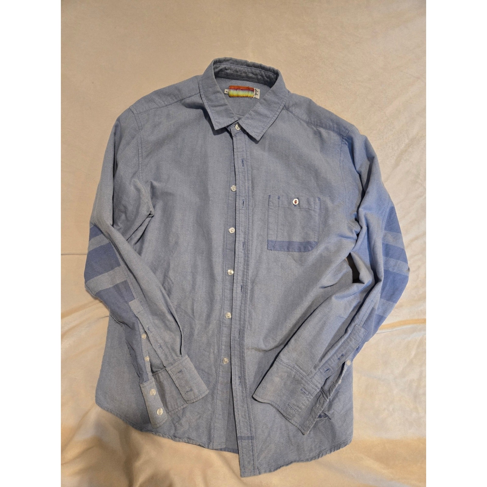 Vintage Slvdr Light Blue Men’s Button-Up Shirt Striped Blue Print