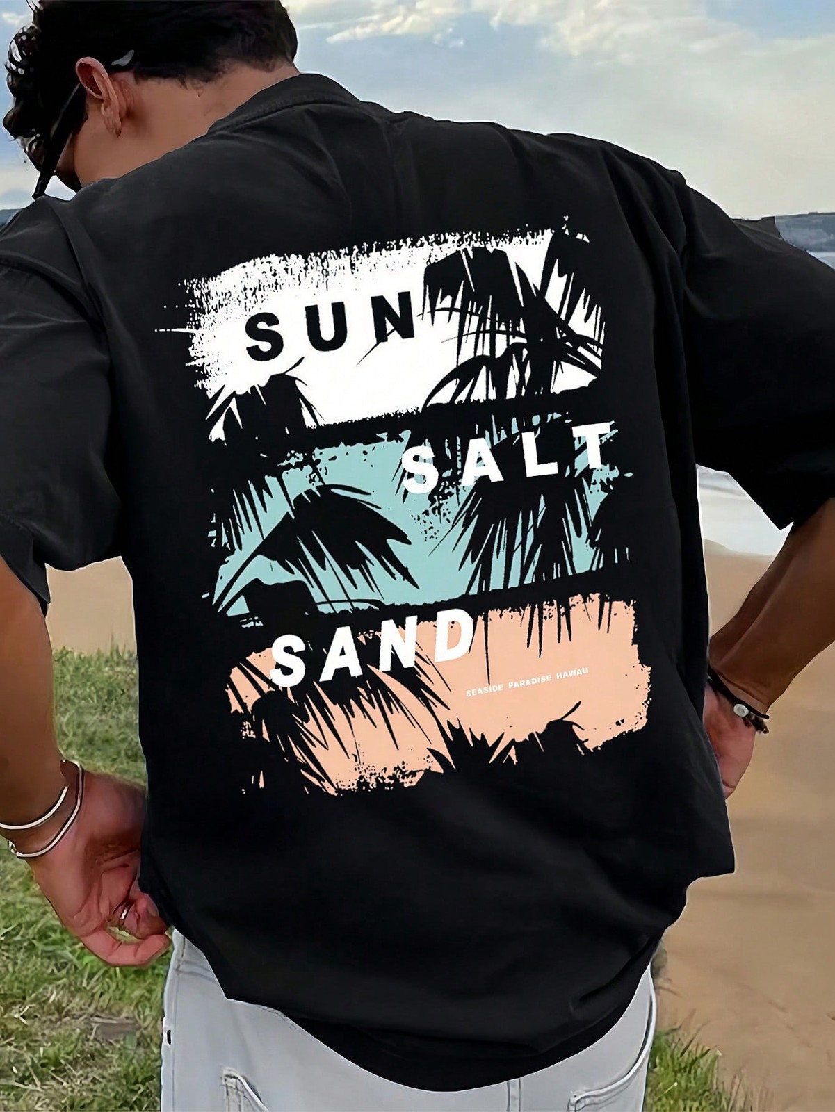Men’s Graphic T-Shirt Beach Vacation Casual Summer Clothing Print Loose
