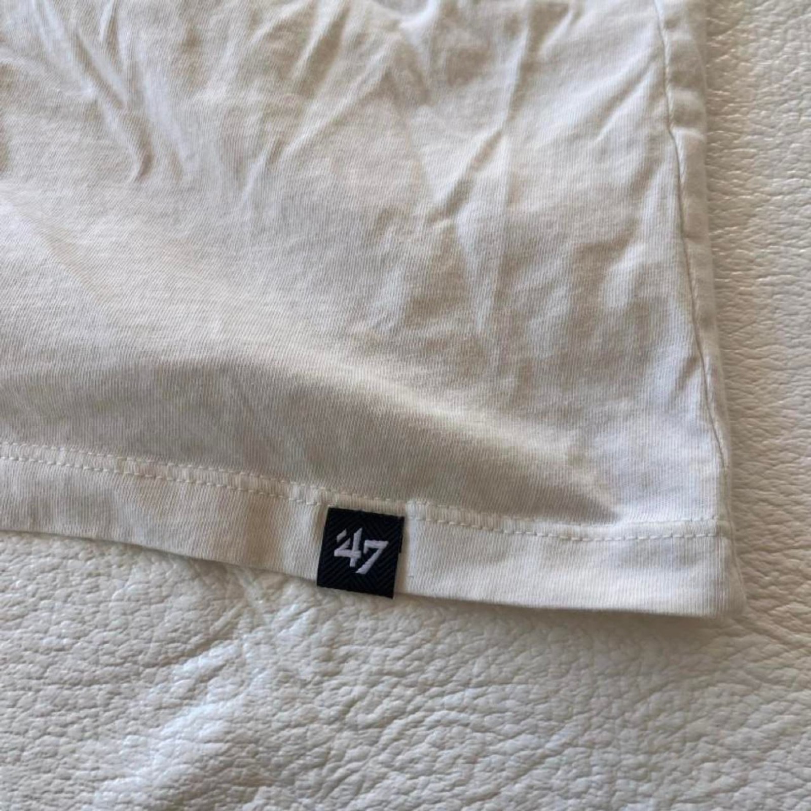 47 Men’s White and Cream T-shirt