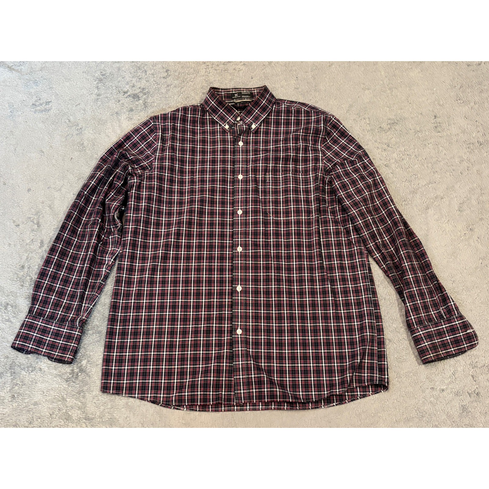 Nordstrom Mens Shop Smartcare Plaid Shirt Regular Fit Red Navy Green Large L