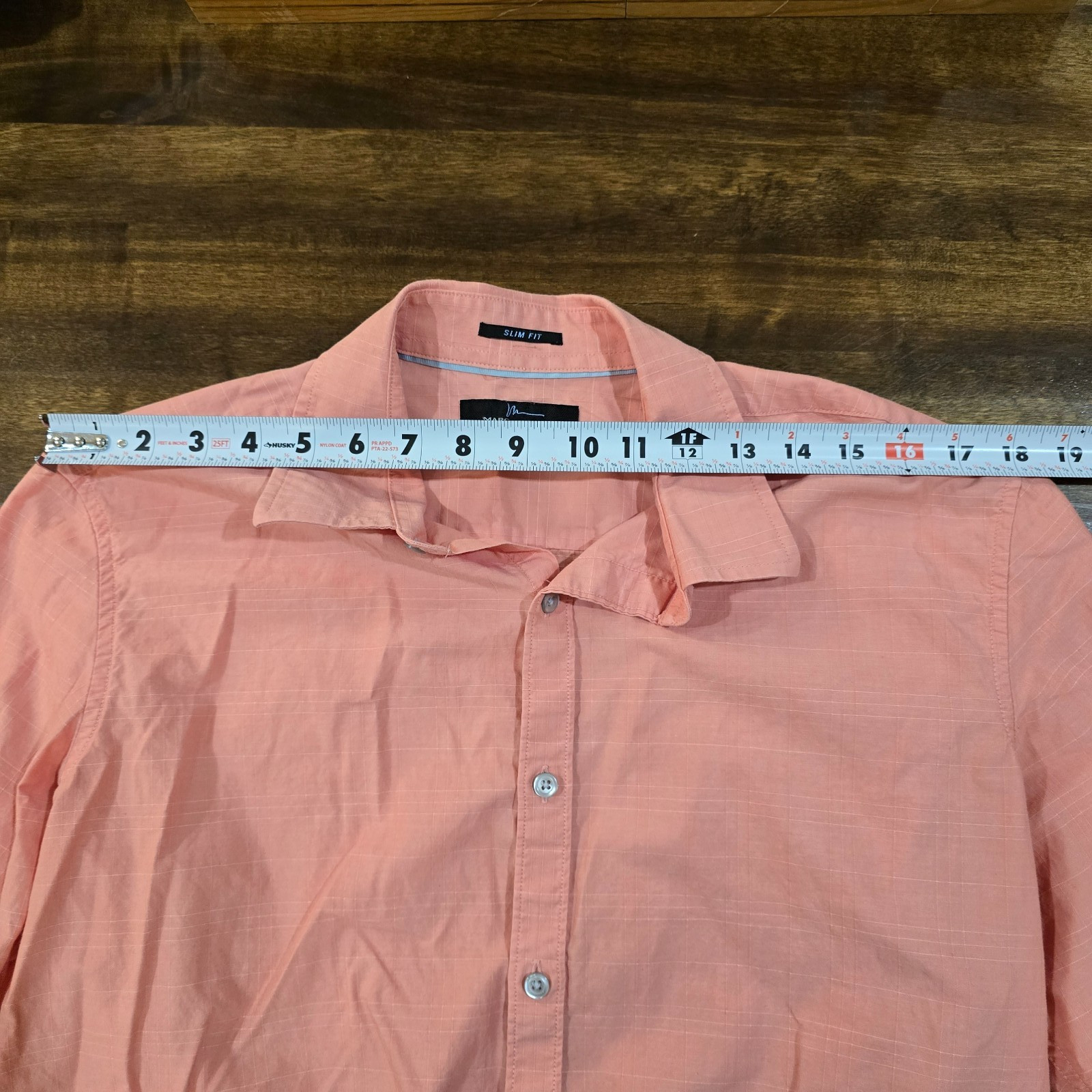 Marc Anthony Button Down Shirt Men’s L Slim Fit Peach Coral Long Sleeve Cotton