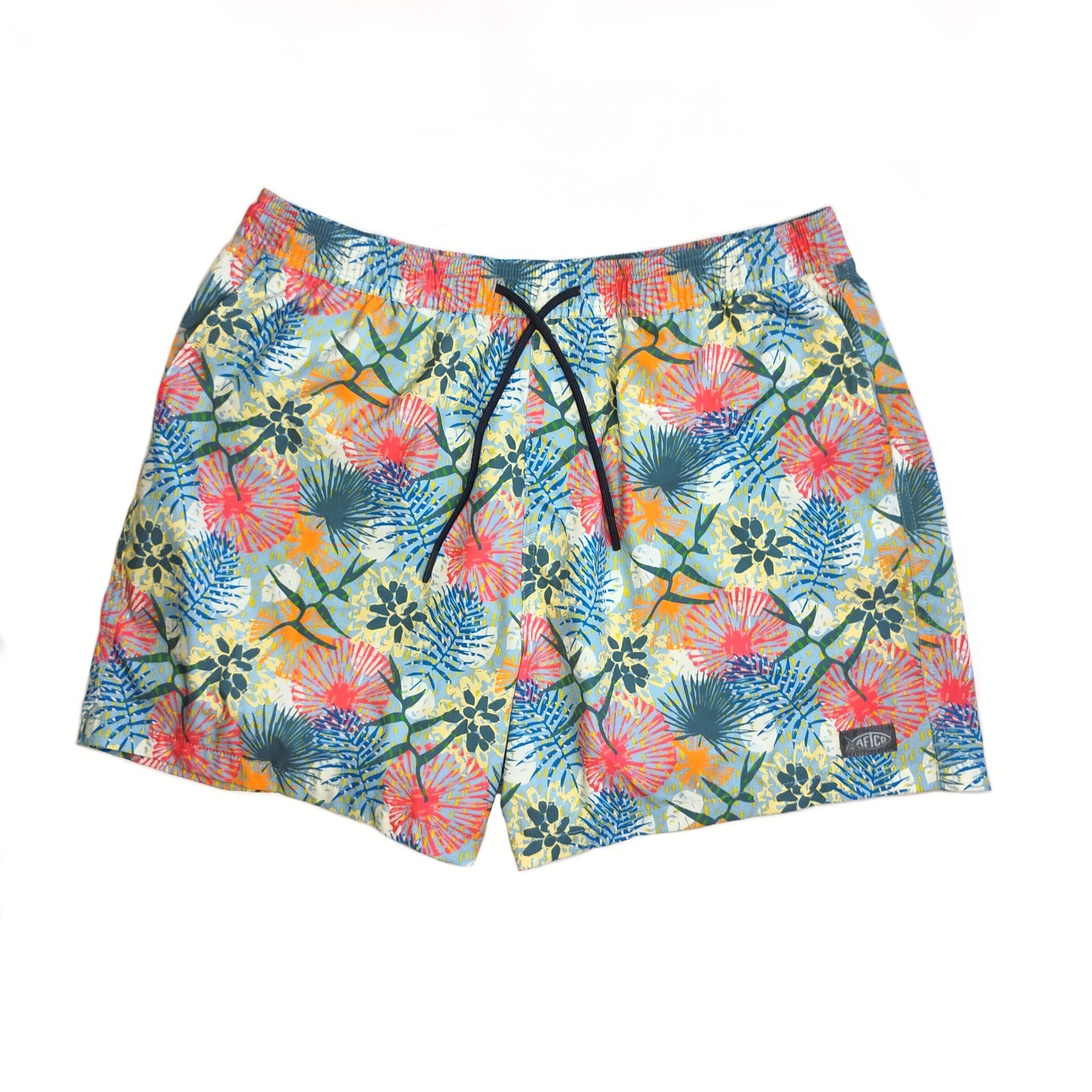 Aftco Board Shorts Swim Trunks Mens Large Lined Hawaiian Floral Beach Fishing