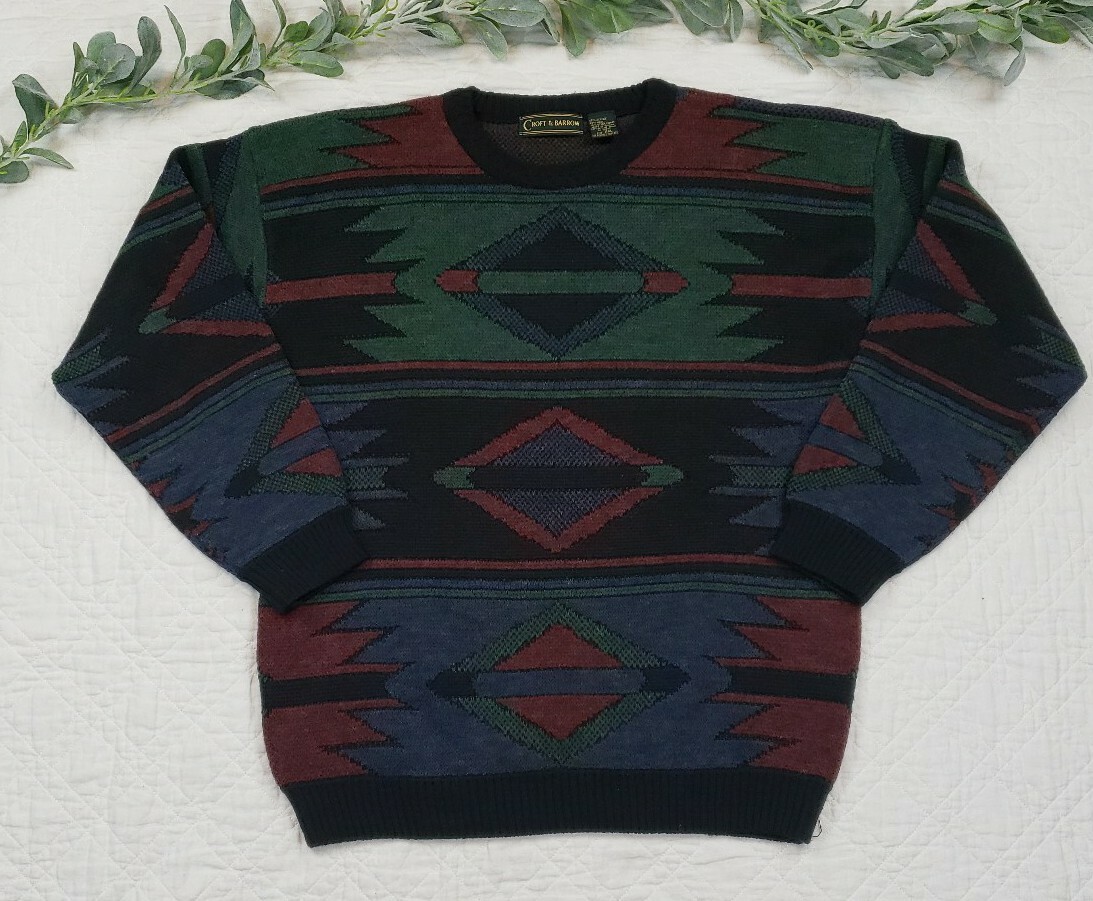 Vintage Croft and Barrow Aztec Wool Sweater Size XXL Republic of China