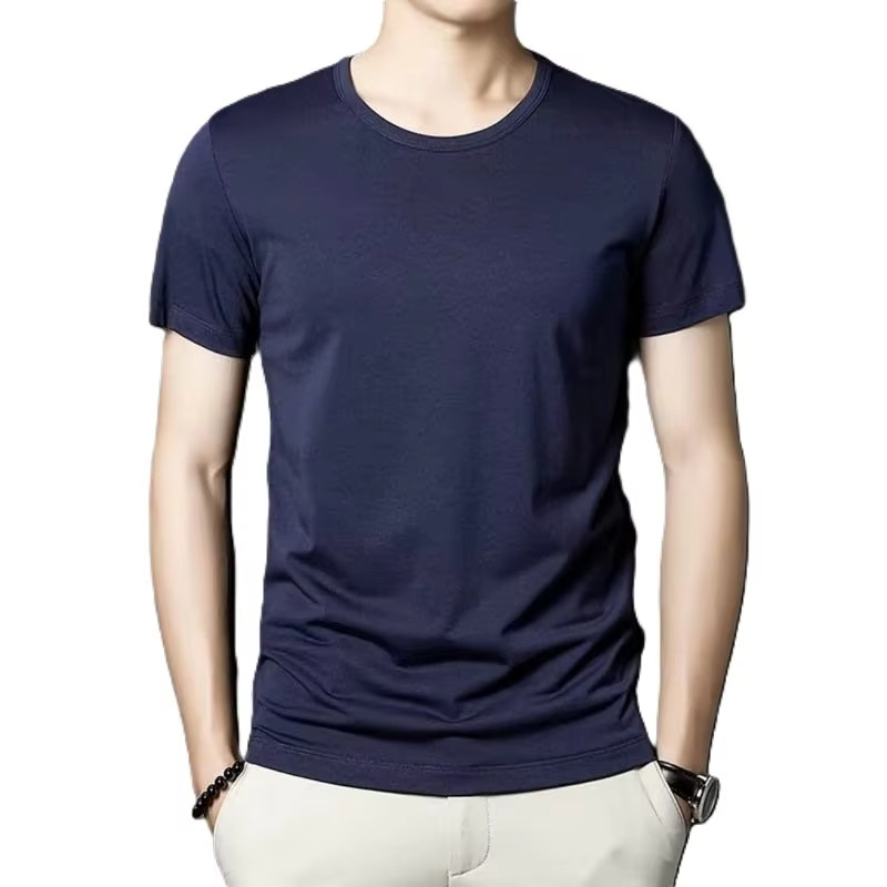 Polyester Mens Slim Fit Tight Fit Shirt T Shirt Pure Solid Color Multiple Size