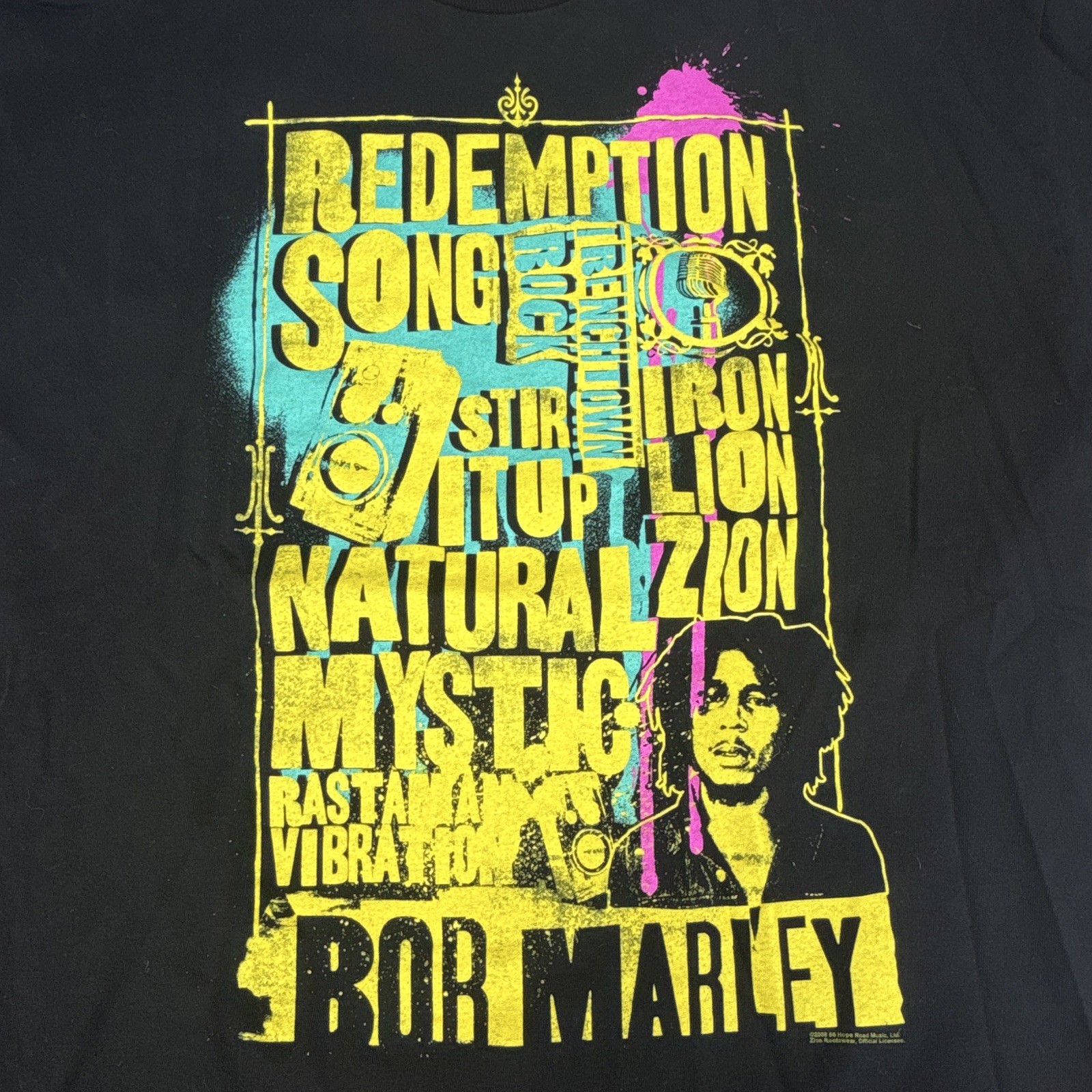 Philcos Bob Marley Redemption Song Graphic T-Shirt Black XL Preshrunk Crew Neck