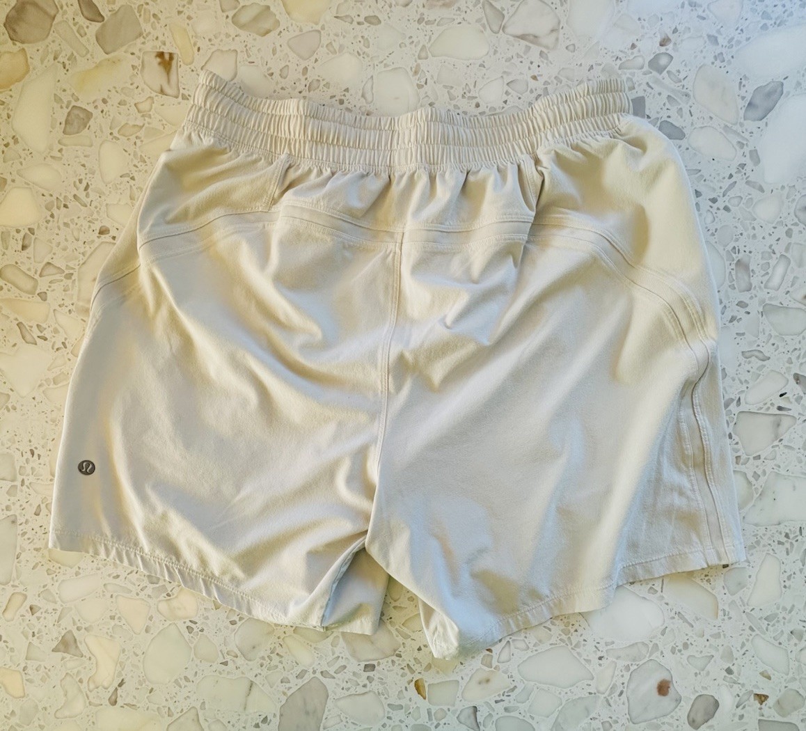 Lululemon Pacebreaker Linerless Ivory Shorts, B+ Grade, Men’s Size Large