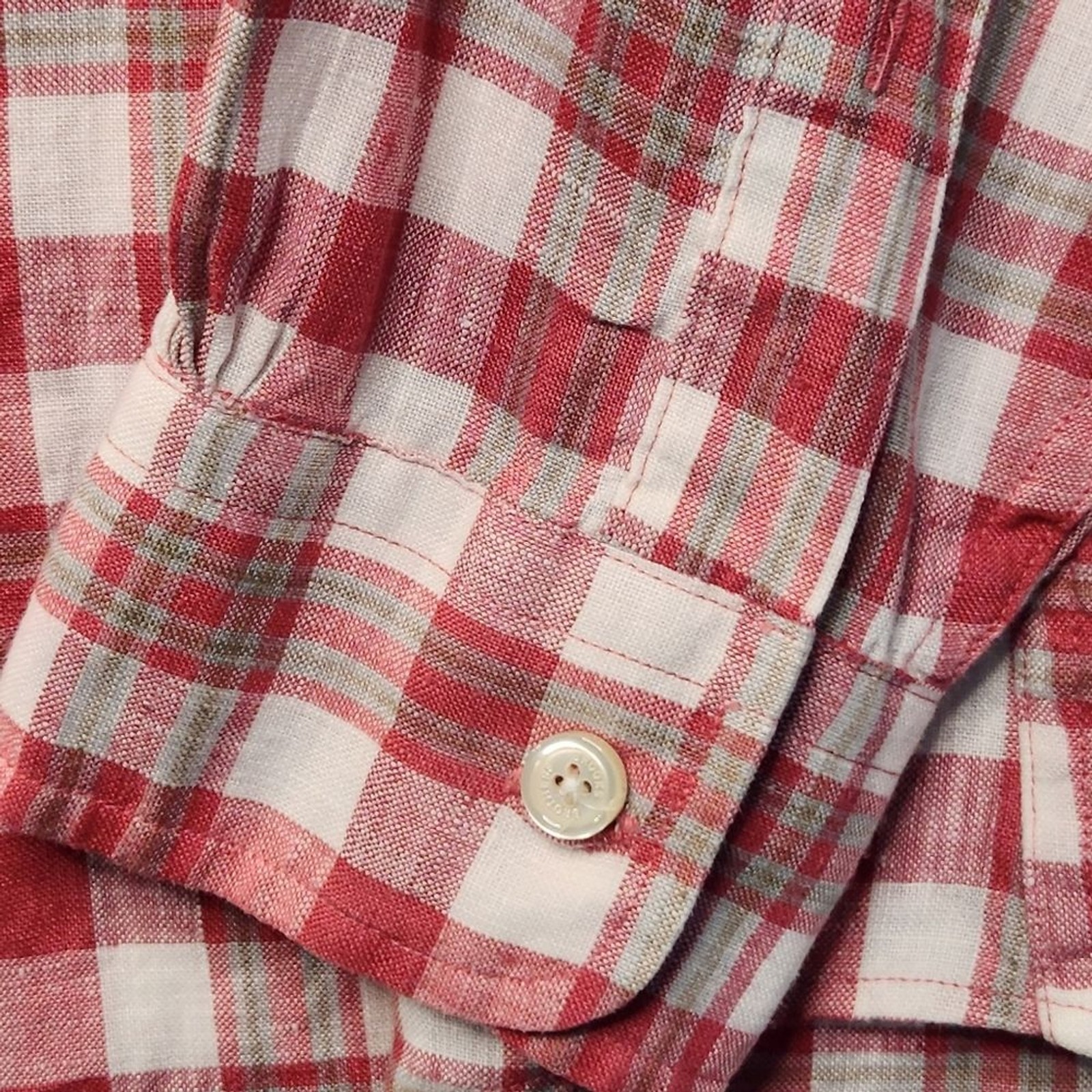 Brooks Brothers 346 Slim Fit Long Roll Tab Sleeve Button Up Shirt Linen Men’s L