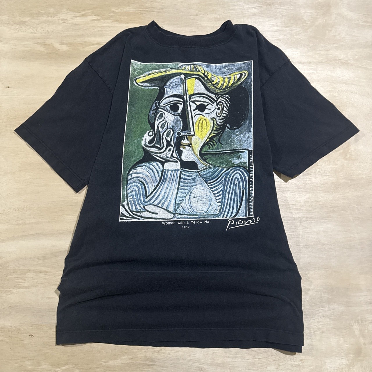 Vintage 1995 Pablo Picasso Women with a Yellow Hat Black Art T-shirt Size Large