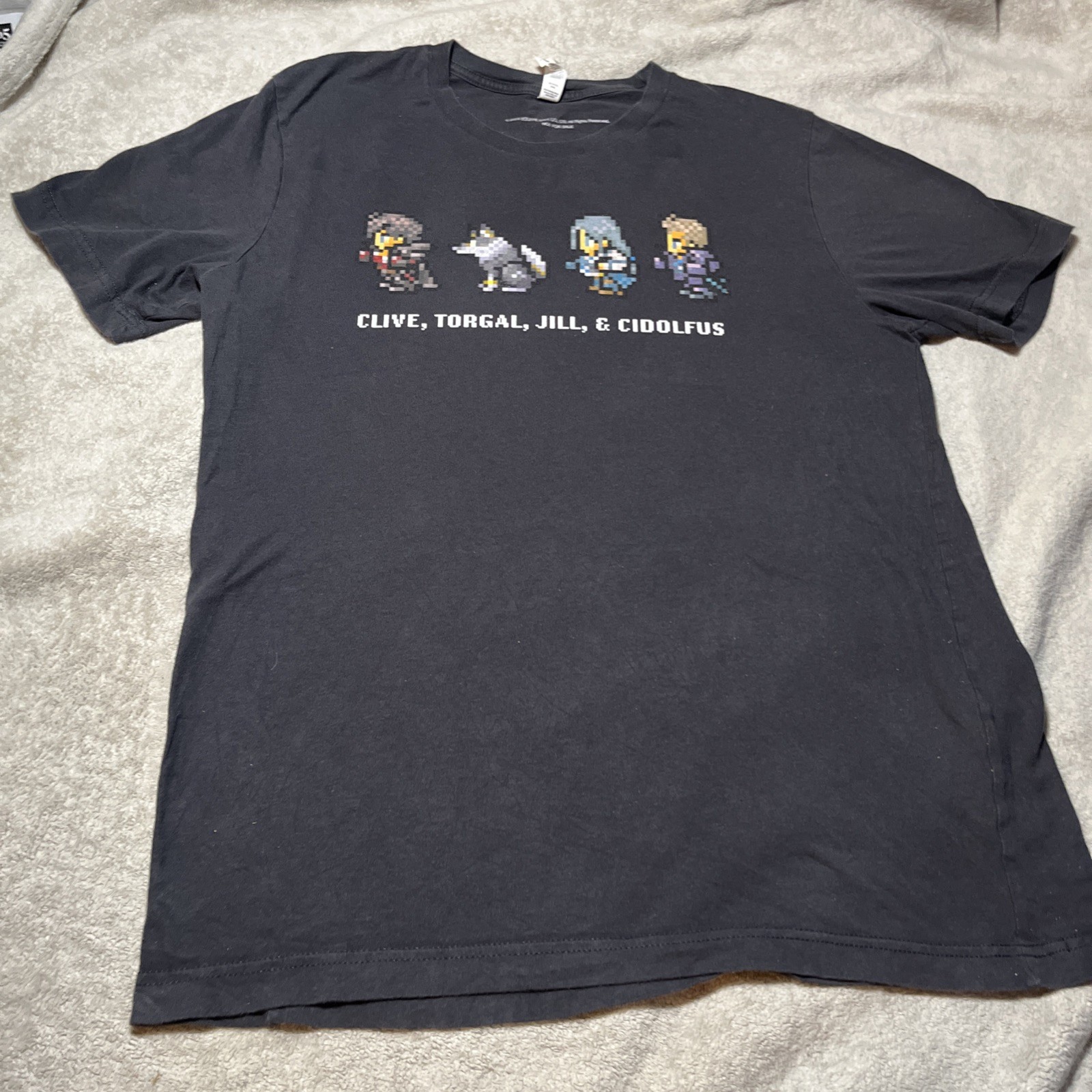 Final Fantasy XVI Pixel Art Clive Torgal Jill Cidolfus Black T-Shirt Mens L rare