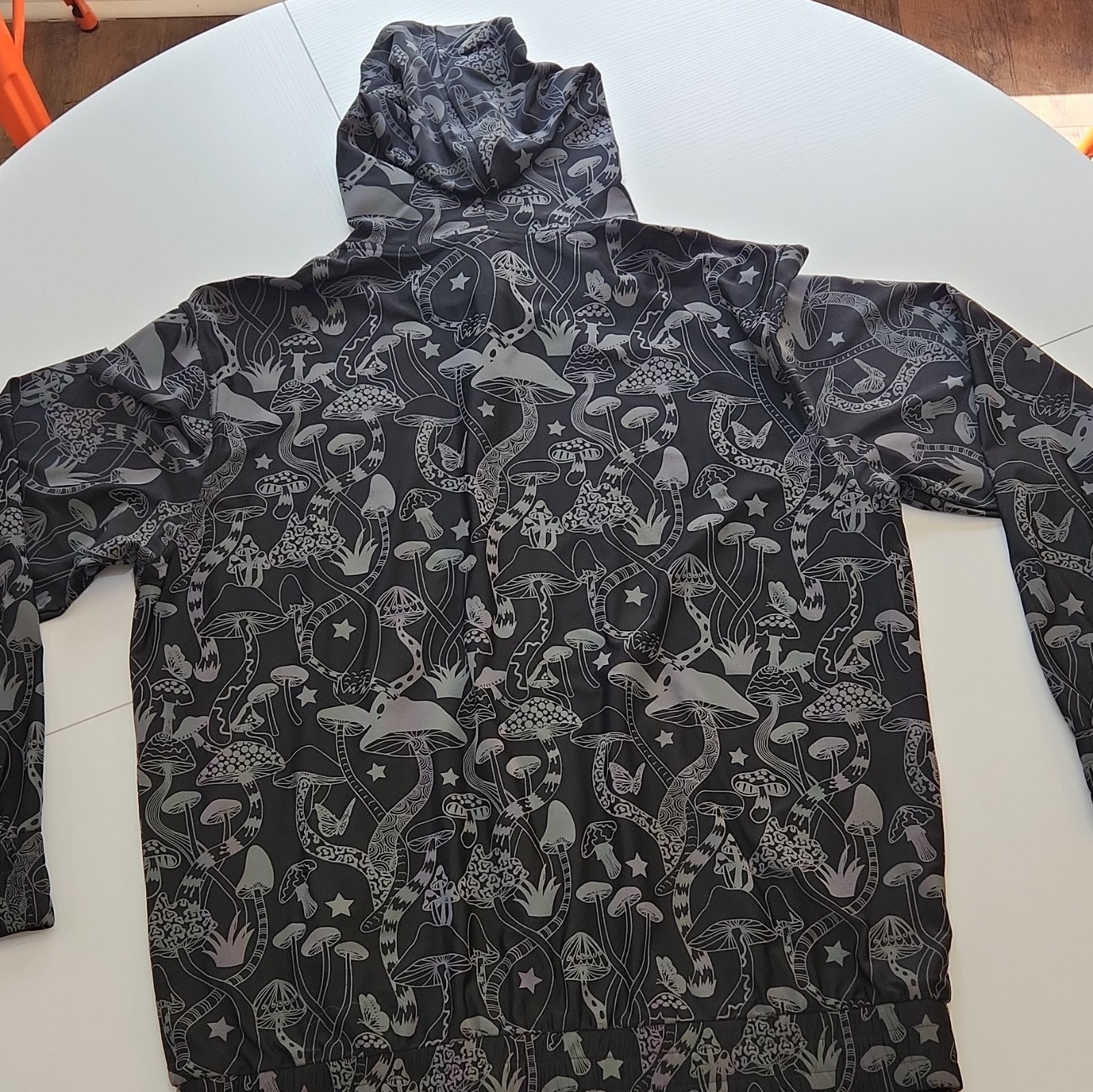 Shroom Beach Men’s 2XL Full Zip Hooded Hoodie Black/Gray Graphic Mushroom