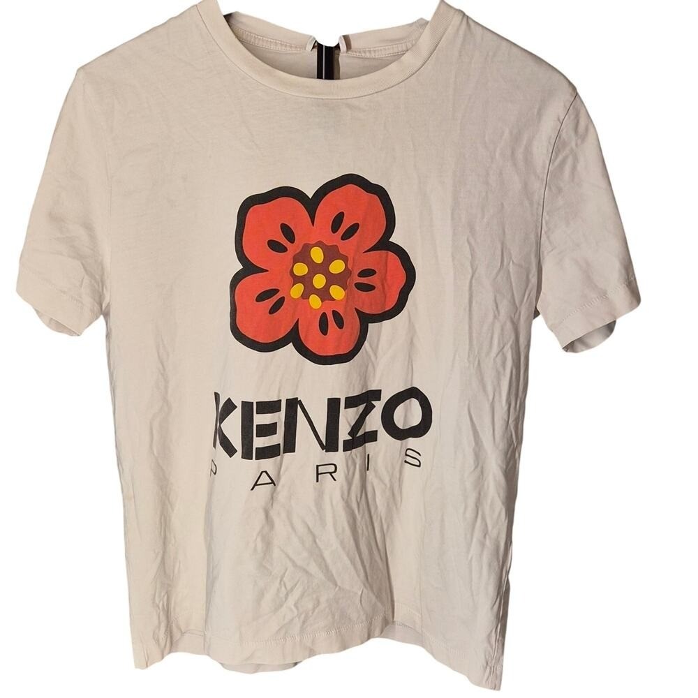 Kenzo Paris Boke Flower Graphic Tee Cream White Short Sleeve T-Shirt Size M