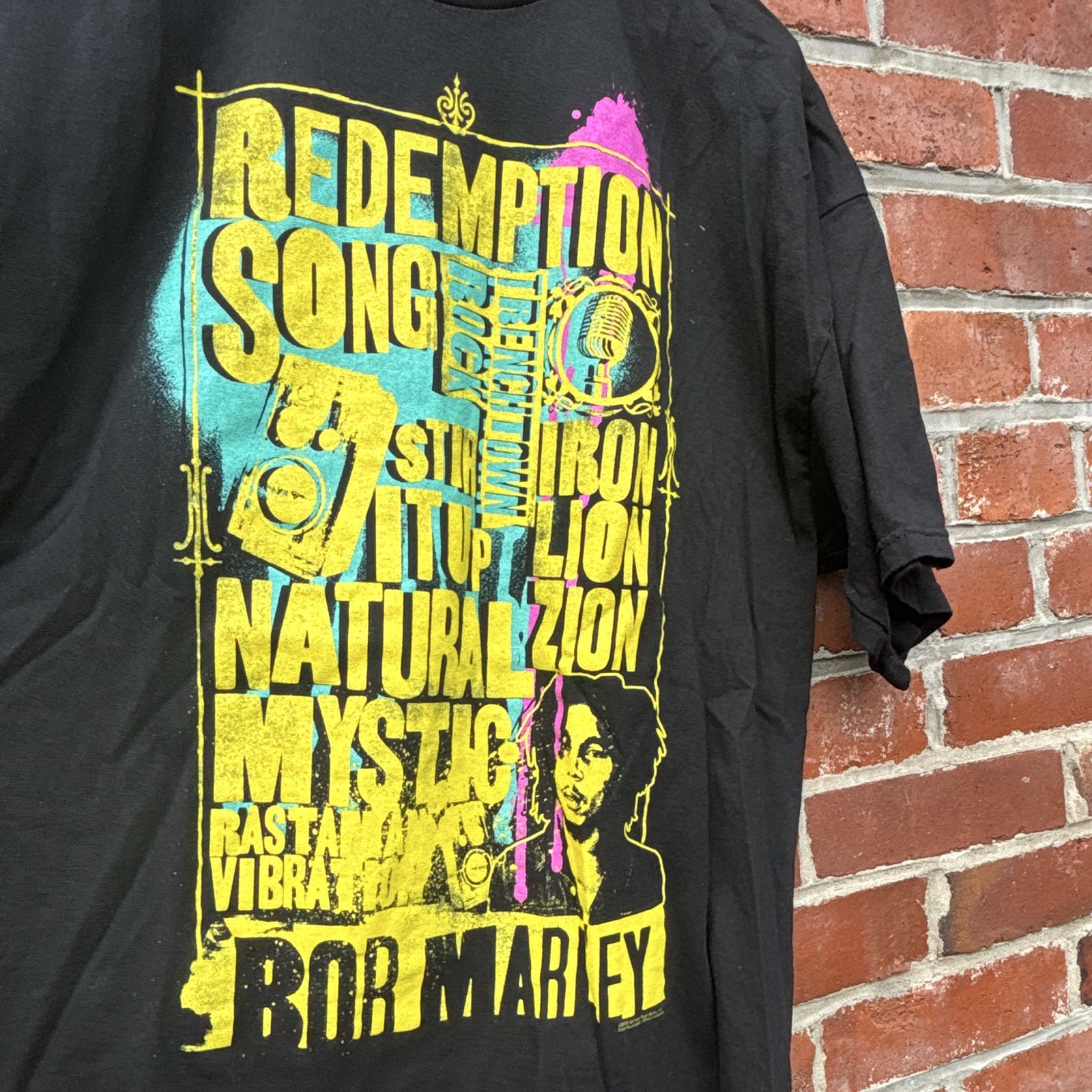 Philcos Bob Marley Redemption Song Graphic T-Shirt Black XL Preshrunk Crew Neck