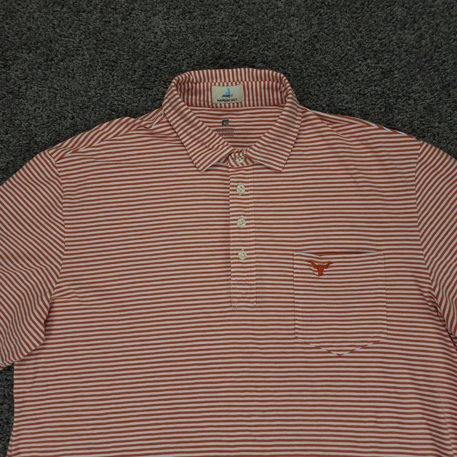 Texas Longhorns Shirt Mens Large Burnt Orange Johnnie O Polo Hangin Out Golf
