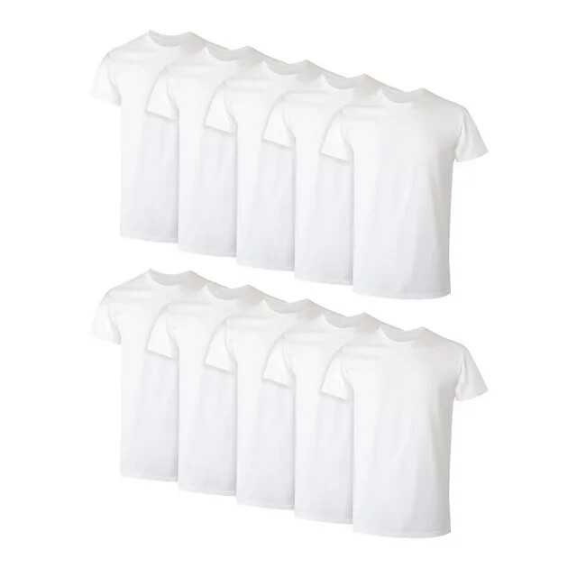 Hanes 10-Pack Men Tee T-Shirt ComfortSoft White Crewneck Undershirt Short Sleeve