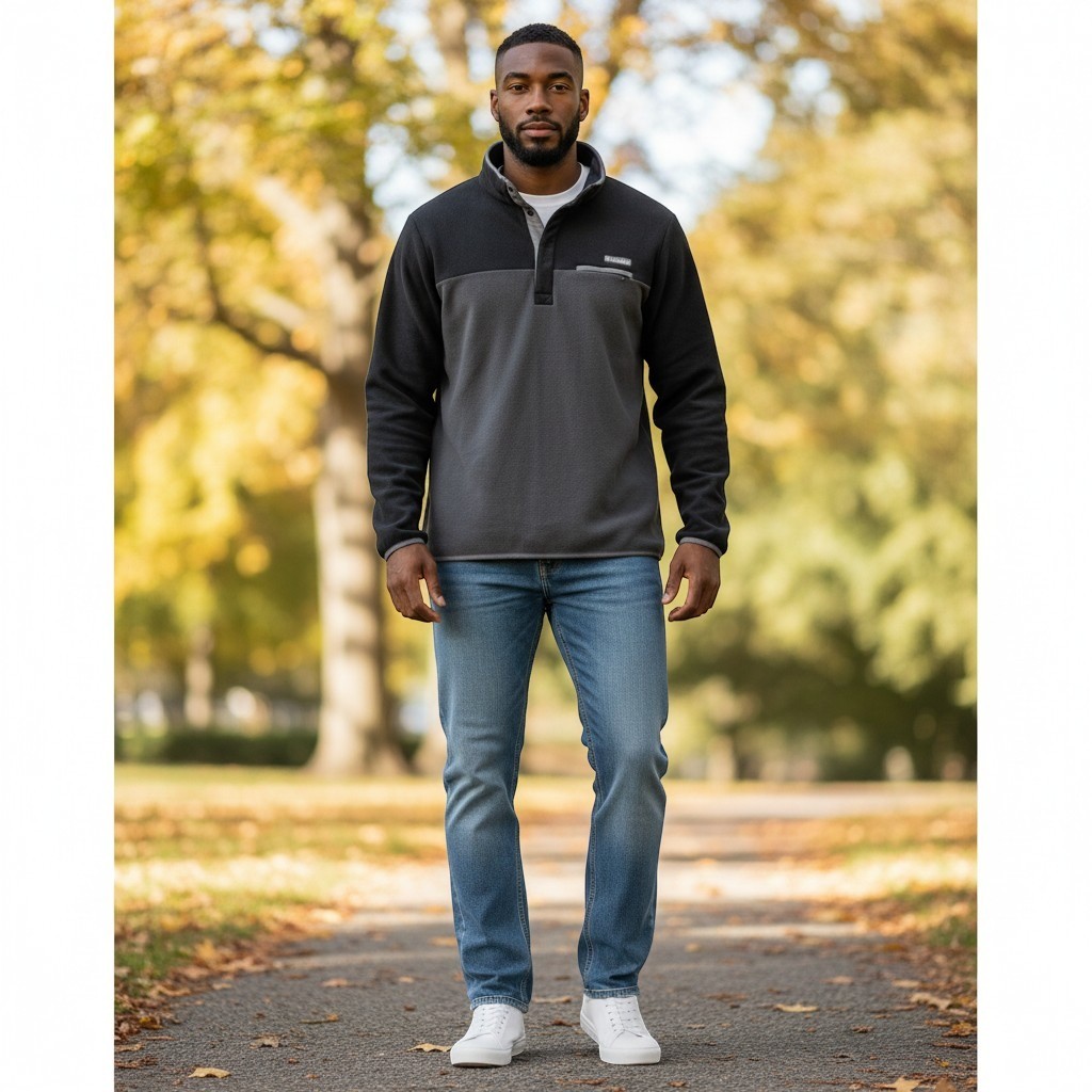 Columbia Mens Steens Mountain Fleece Pullover Grey Black Snap Neck Large