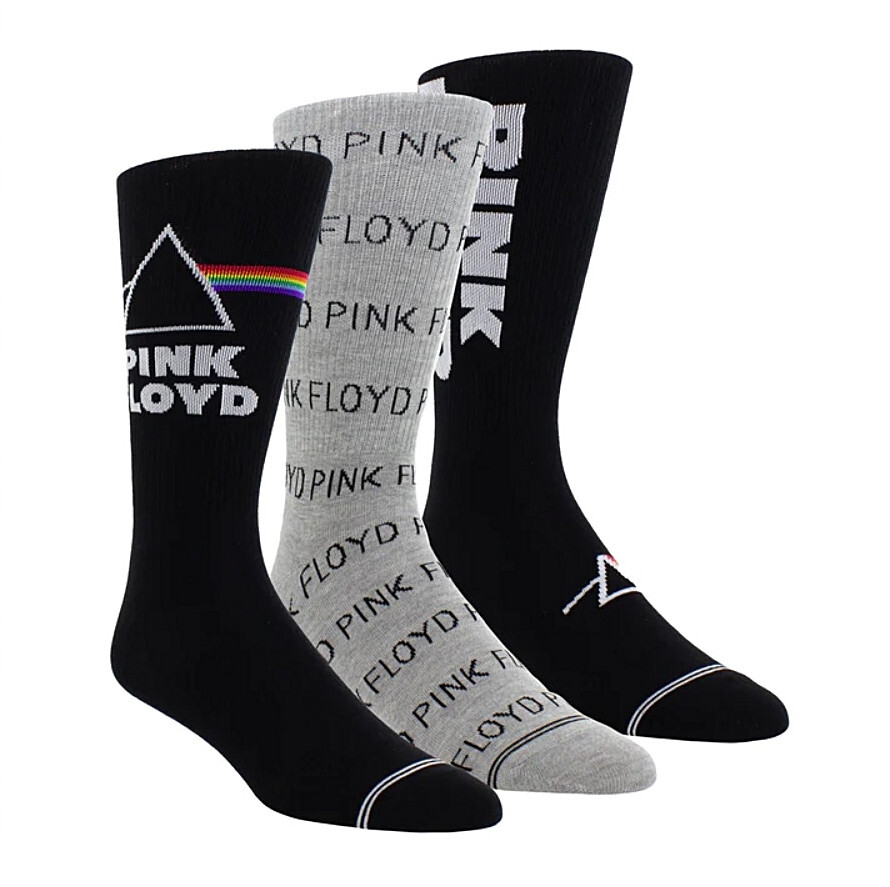 3 Pairs Officially Licensed Rock Band – PINK FLOYD Poly Cotton Crew Length Socks