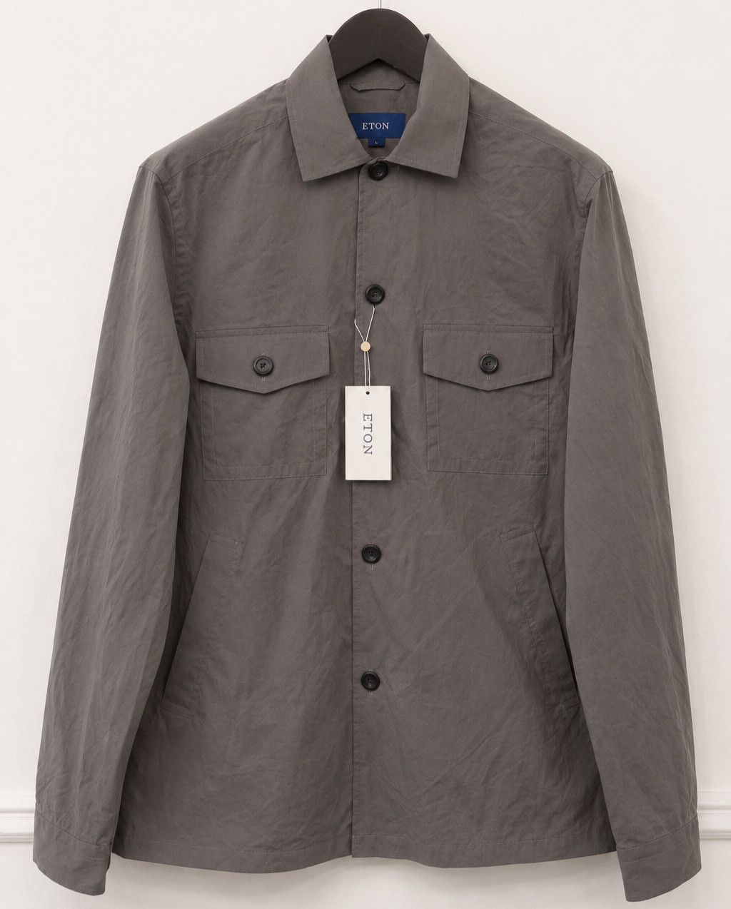 Men ETON Cotton Nylon Overshirt Brown Casual Size M