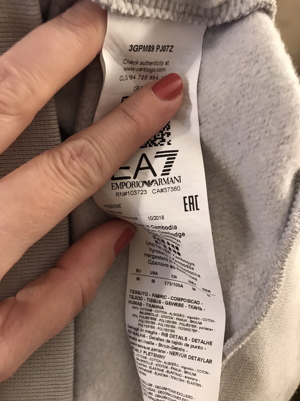 Emporio Armani EA7 Crewneck Logo Gray sweatshirt Color-block Men’s size M