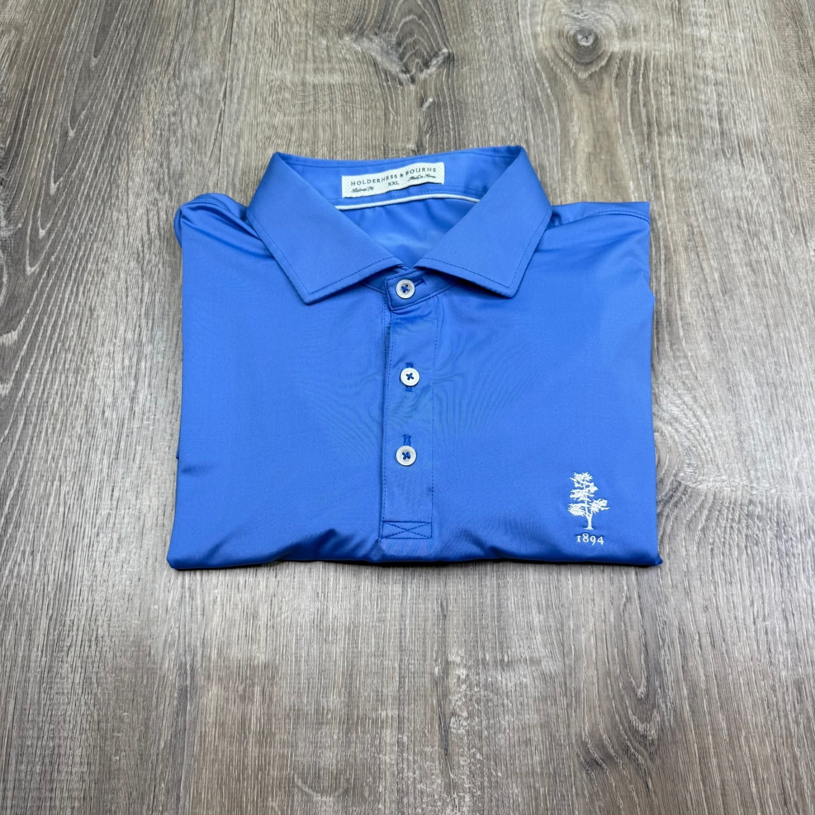Holderness & Bourne Mens Blue Tailored Fit Weston Golf Club Polo Shirt Size 2XL