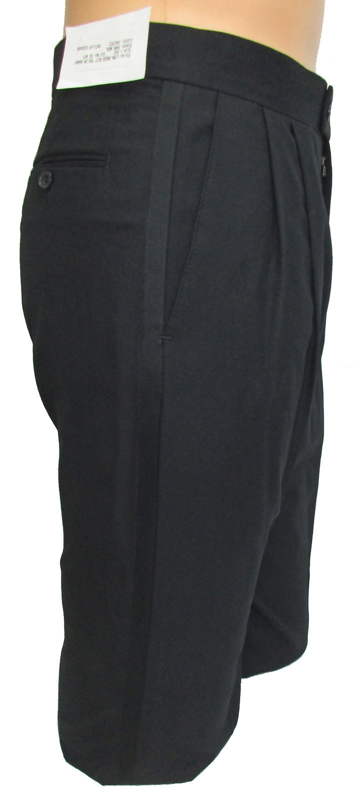 Men’s Devin Michaels Black Tuxedo Pants 100% Wool with Satin Stripe